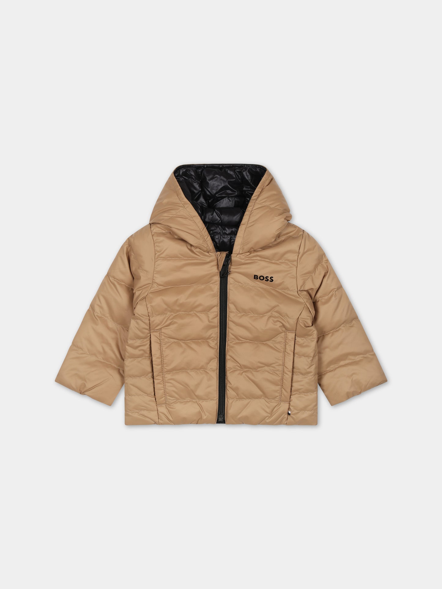 Piumino beige reversibile per neonato,Boss,J06273 269