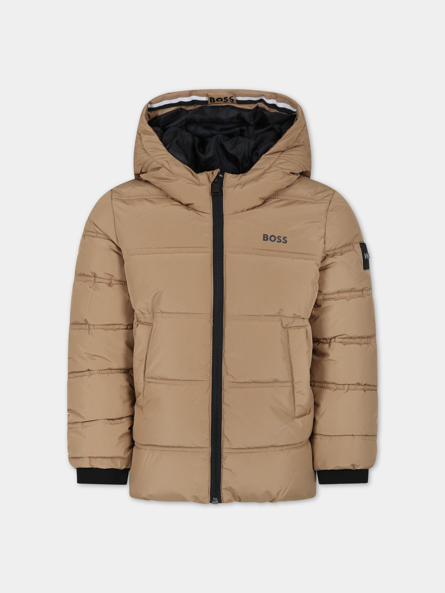 Piumino beige per bambino con logo,Boss,J26518 269