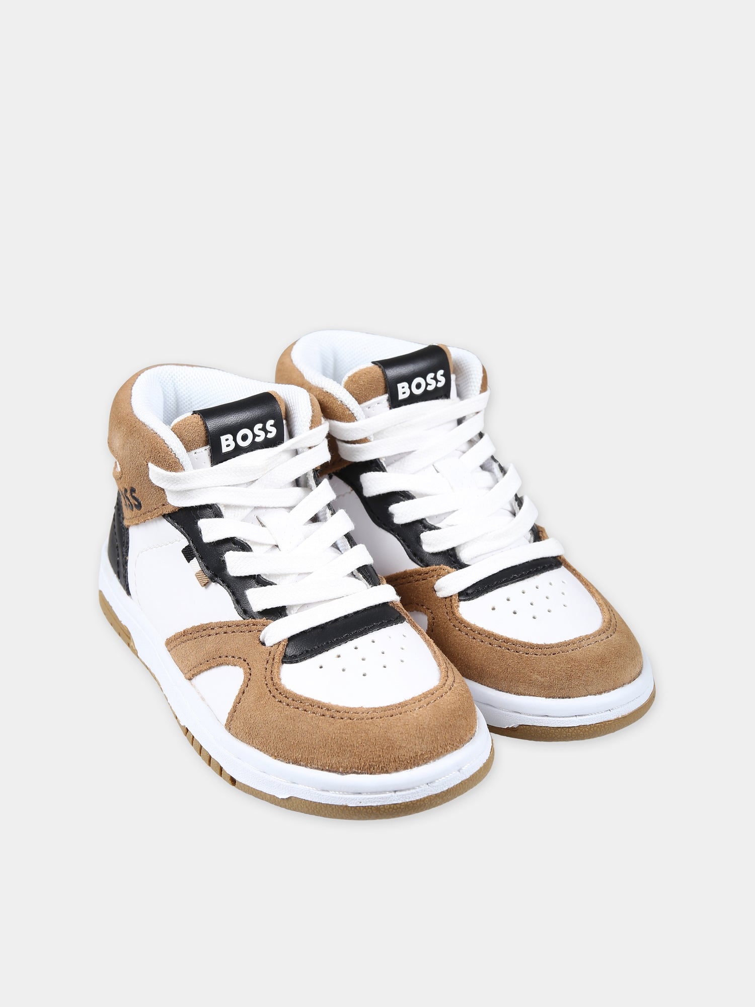 Sneakers multicolor per bambino con logo,Boss,J29367 BIANCO