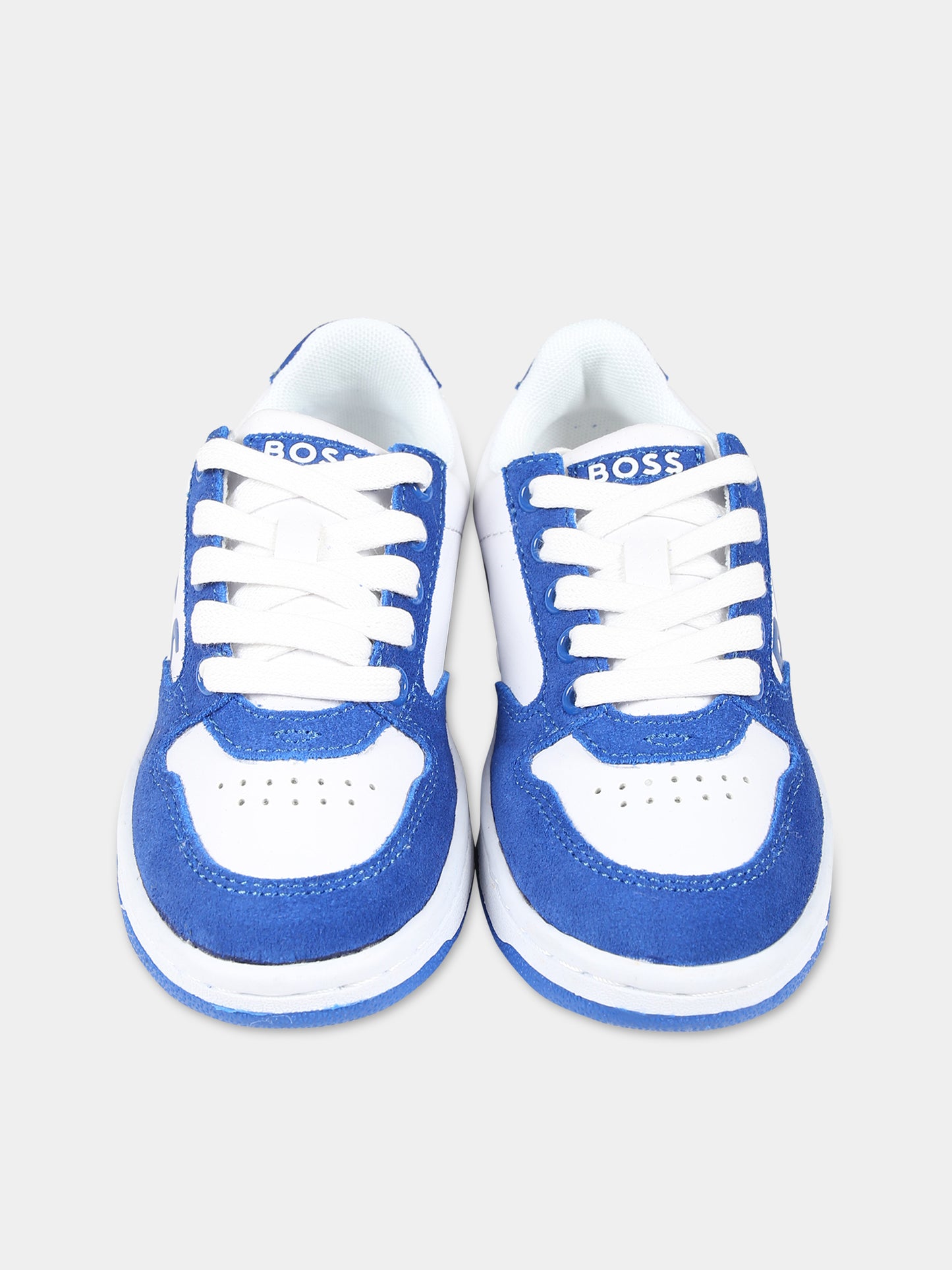 Sneakers basse azzurre per bambino,Boss,J29359 846