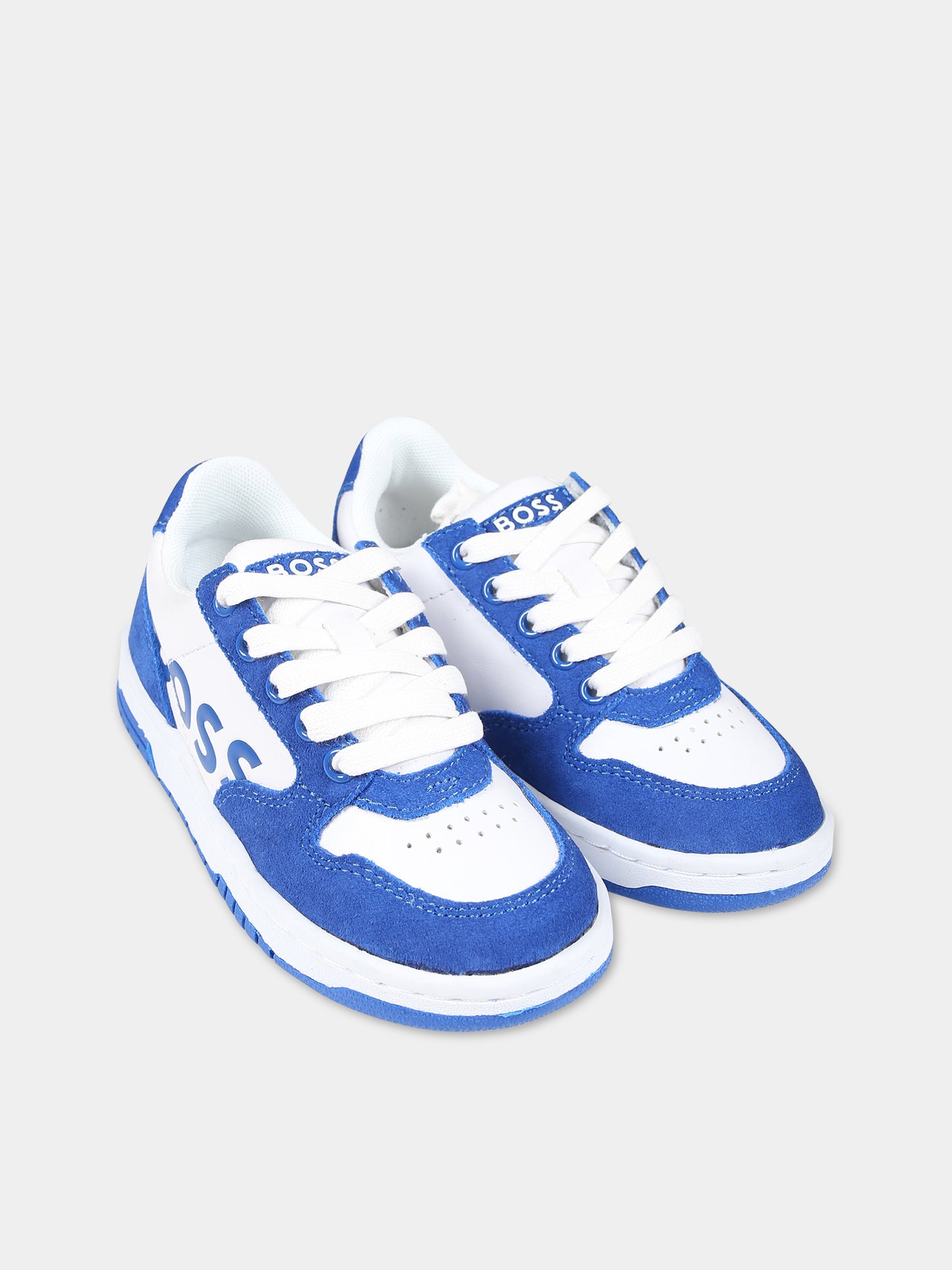 Sneakers basse azzurre per bambino,Boss,J29359 846