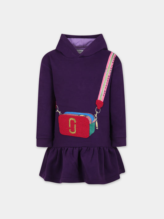 Vestito viola per bambina con logo,Little Marc Jacobs,W12467 923