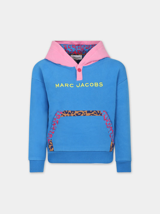 Felpa azzurra per bambina con logo,Little Marc Jacobs,W15690 83E