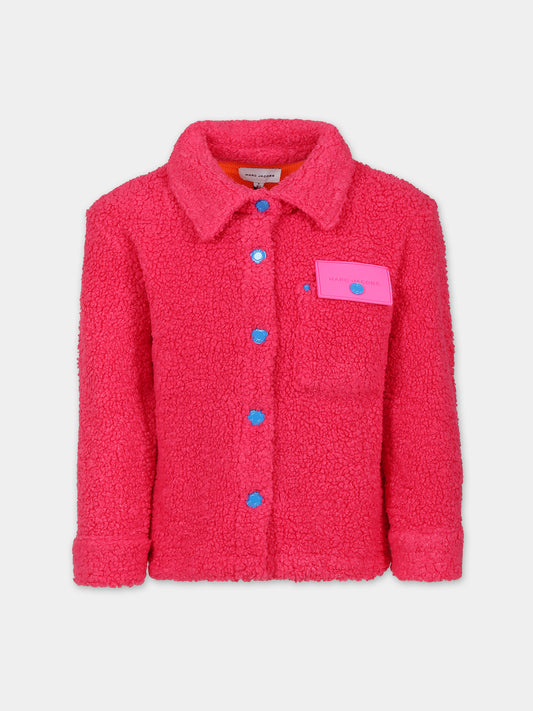 Giacca fucsia con logo per bambina,Little Marc Jacobs,W15684 494