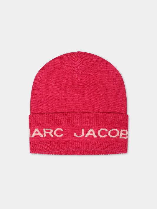 Berretto fucsia per bambina con logo,Little Marc Jacobs,W51003 494