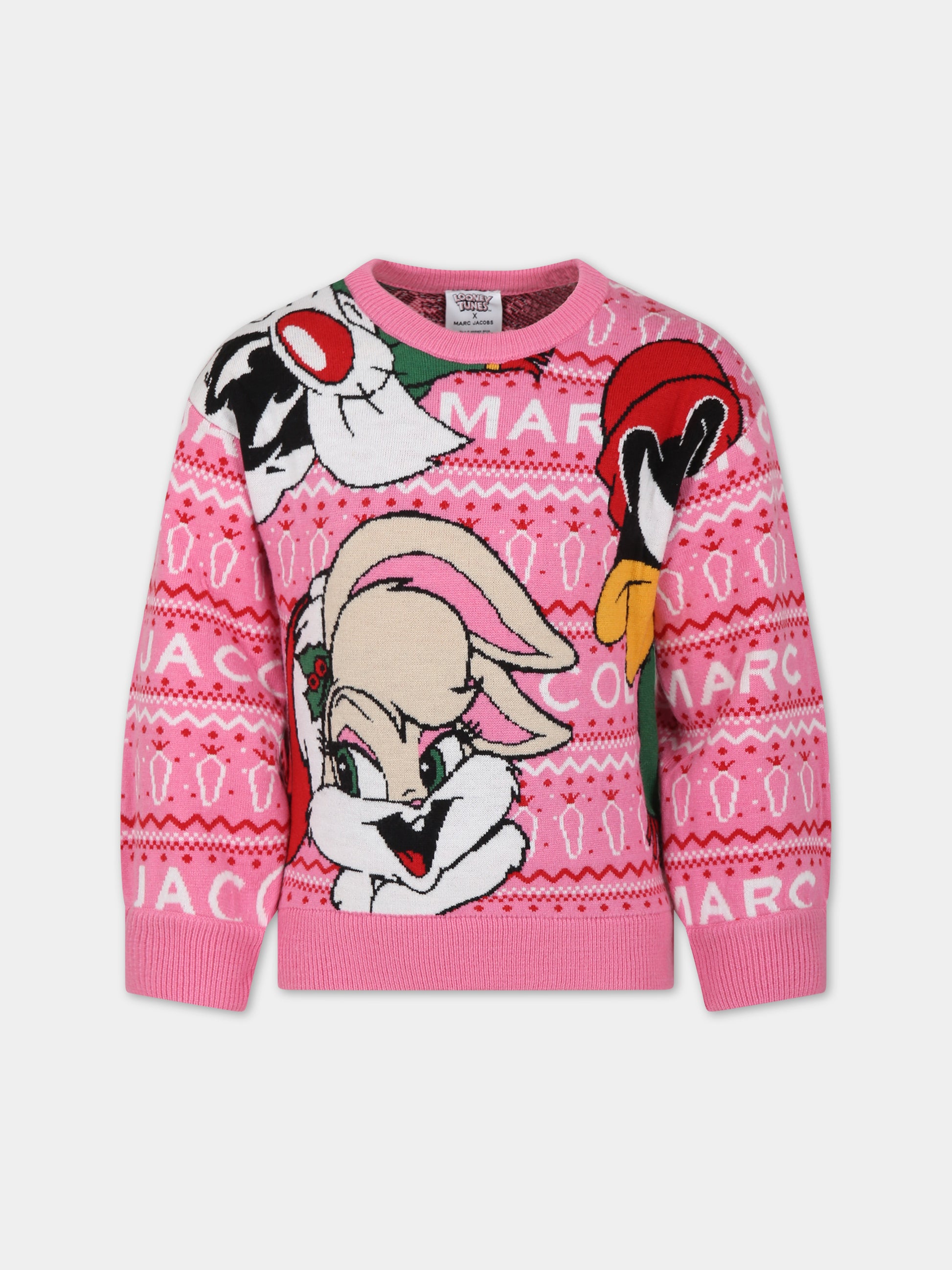 Maglione rosa natalizio per bambina,Little Marc Jacobs,W15693 44G