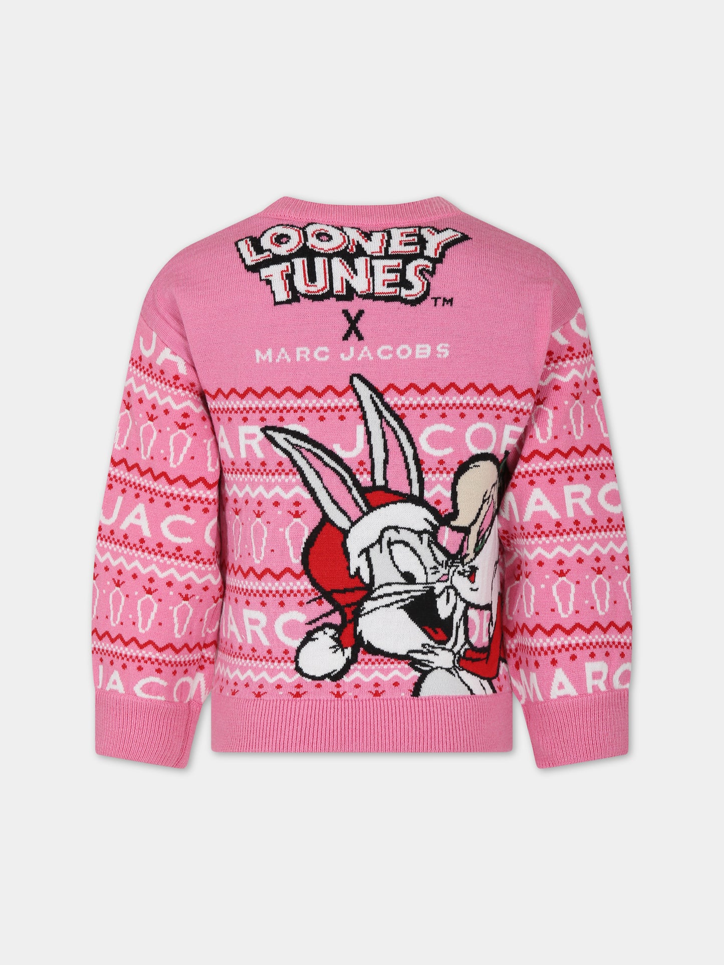 Maglione rosa natalizio per bambina,Little Marc Jacobs,W15693 44G