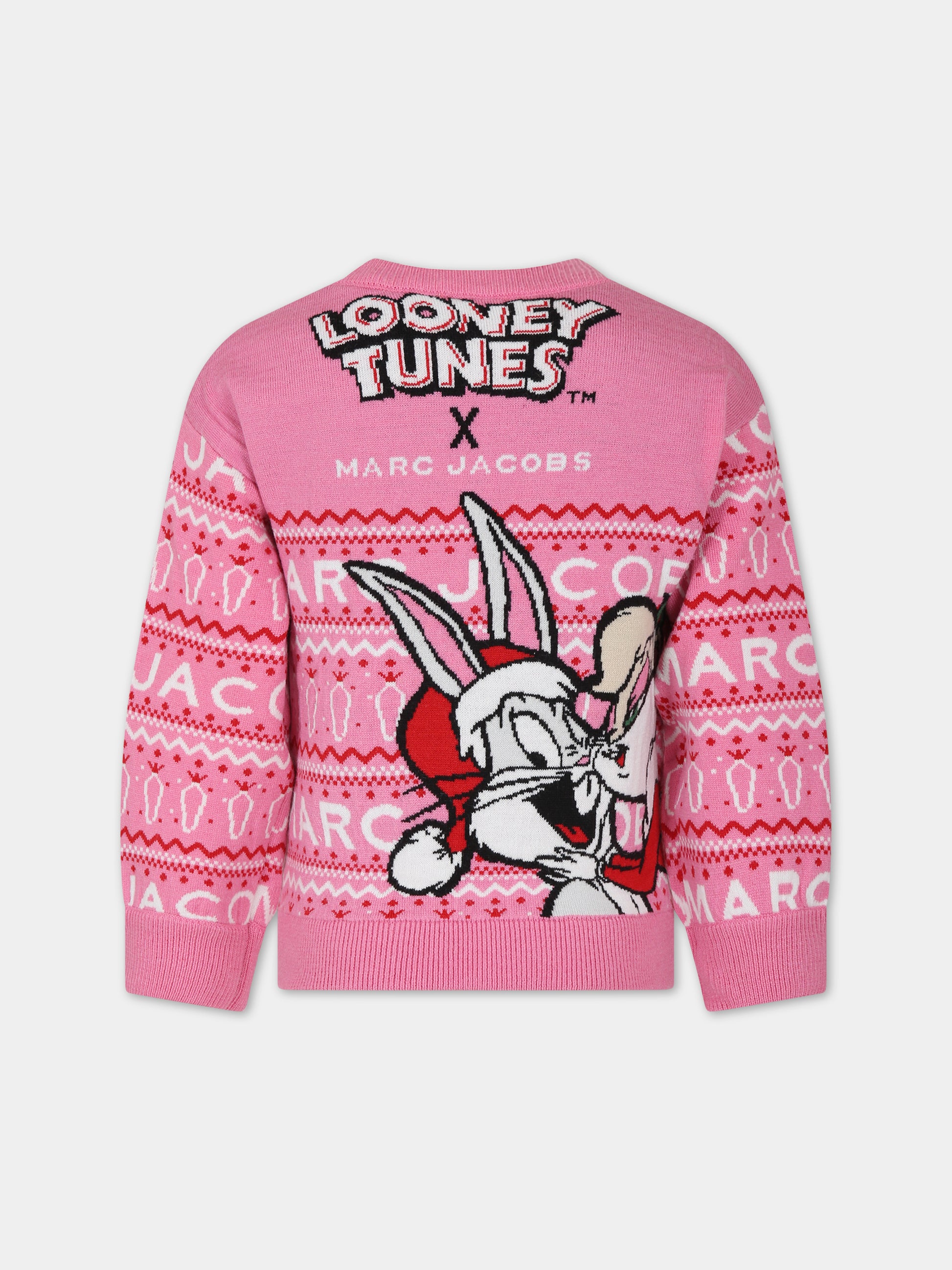 Maglione rosa natalizio per bambina,Little Marc Jacobs,W15693 44G