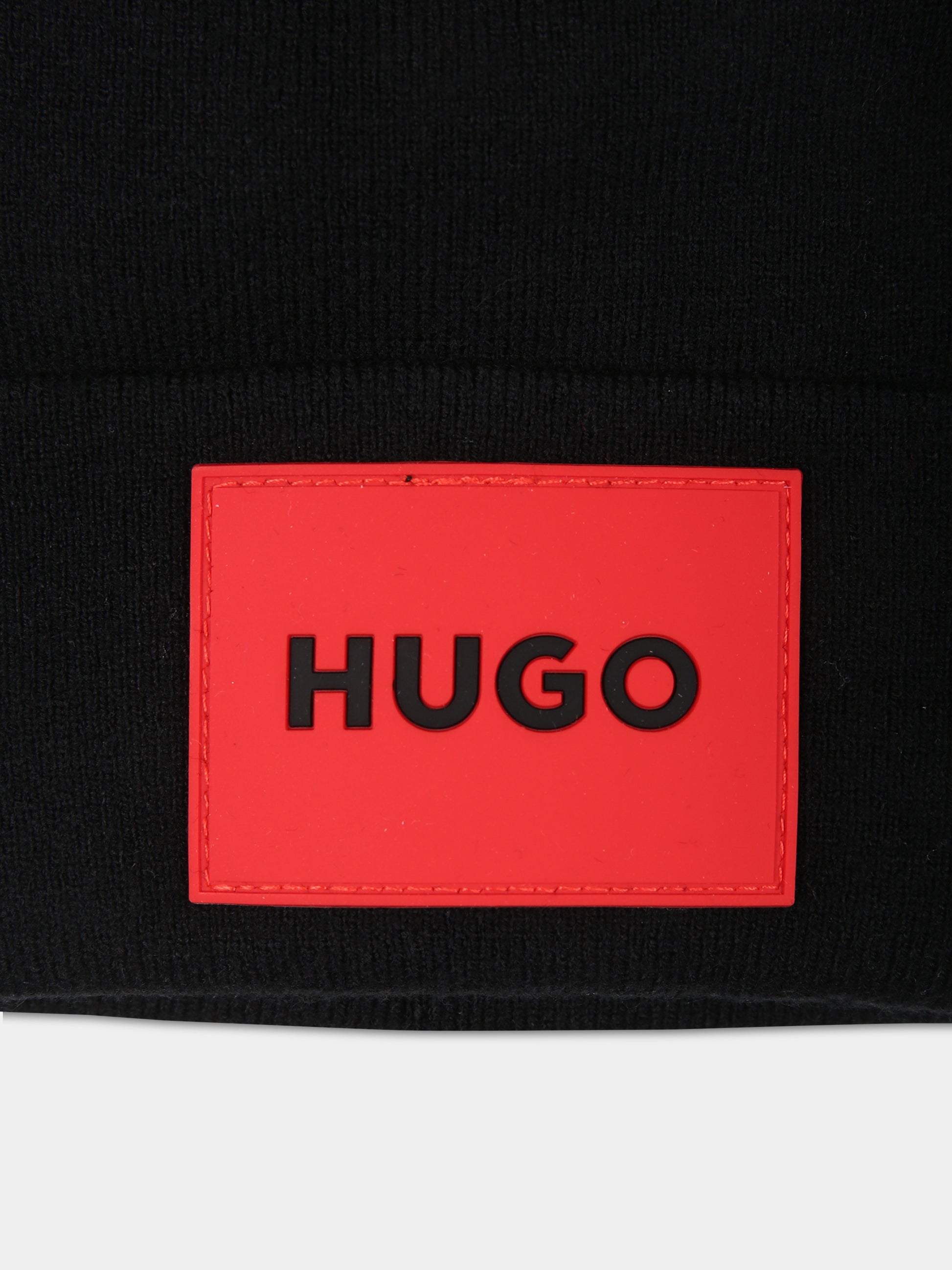 Berretto nero per bambino con logo,Hugo,G51005 09B