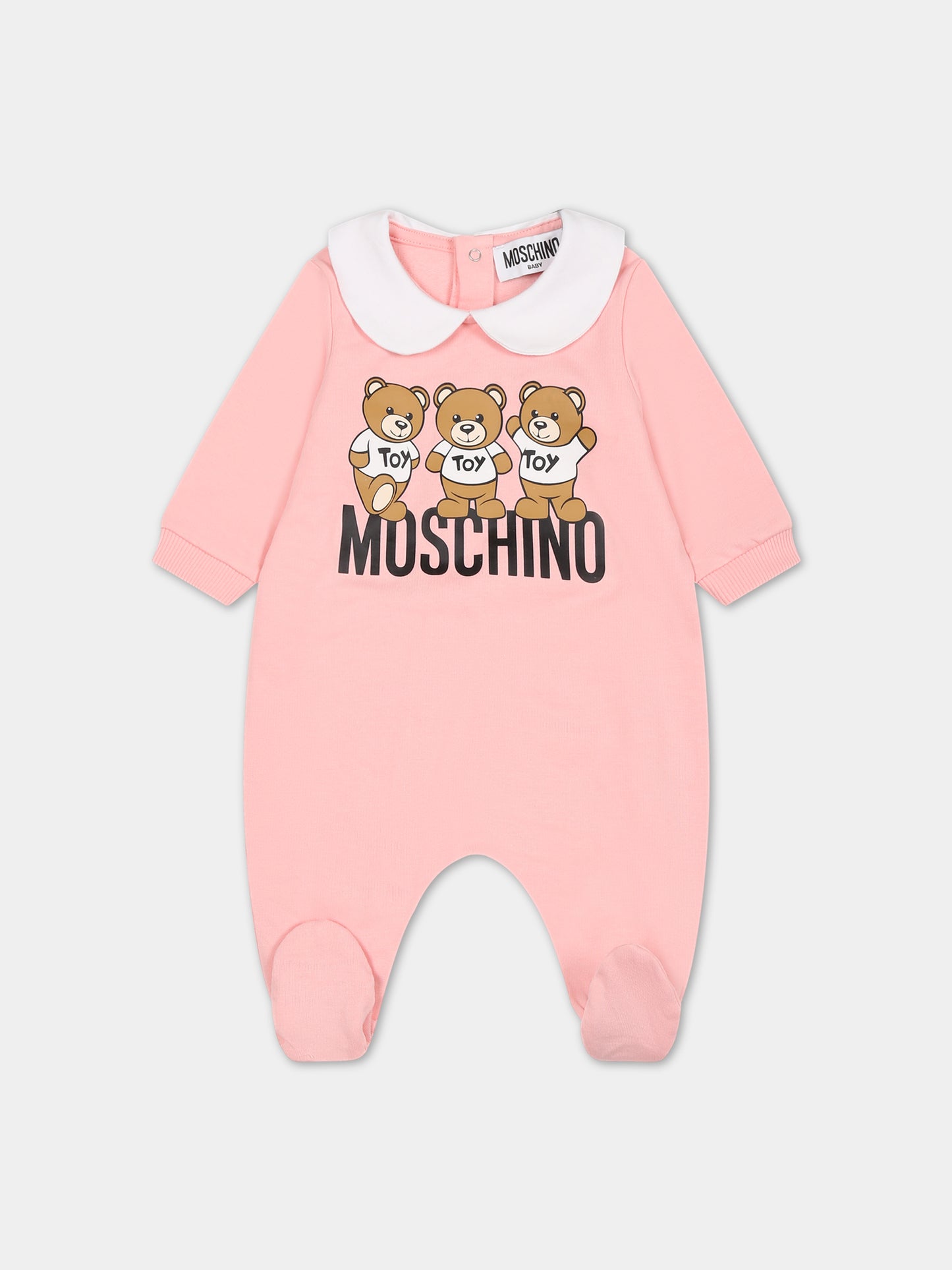 Tutina rosa per neonata con Teddy Bears e logo,Moschino Kids,MWY037 LCA60 50209