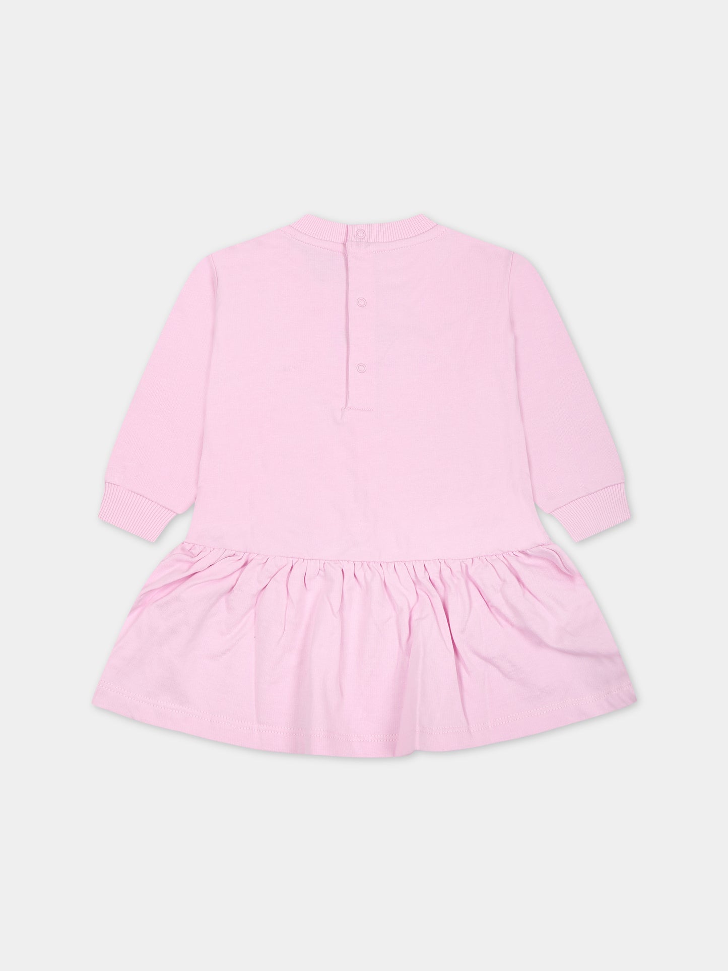 Vestito rosa per neonata con Teddy Bears e logo,Moschino Kids,MAV09V LCA60 51684