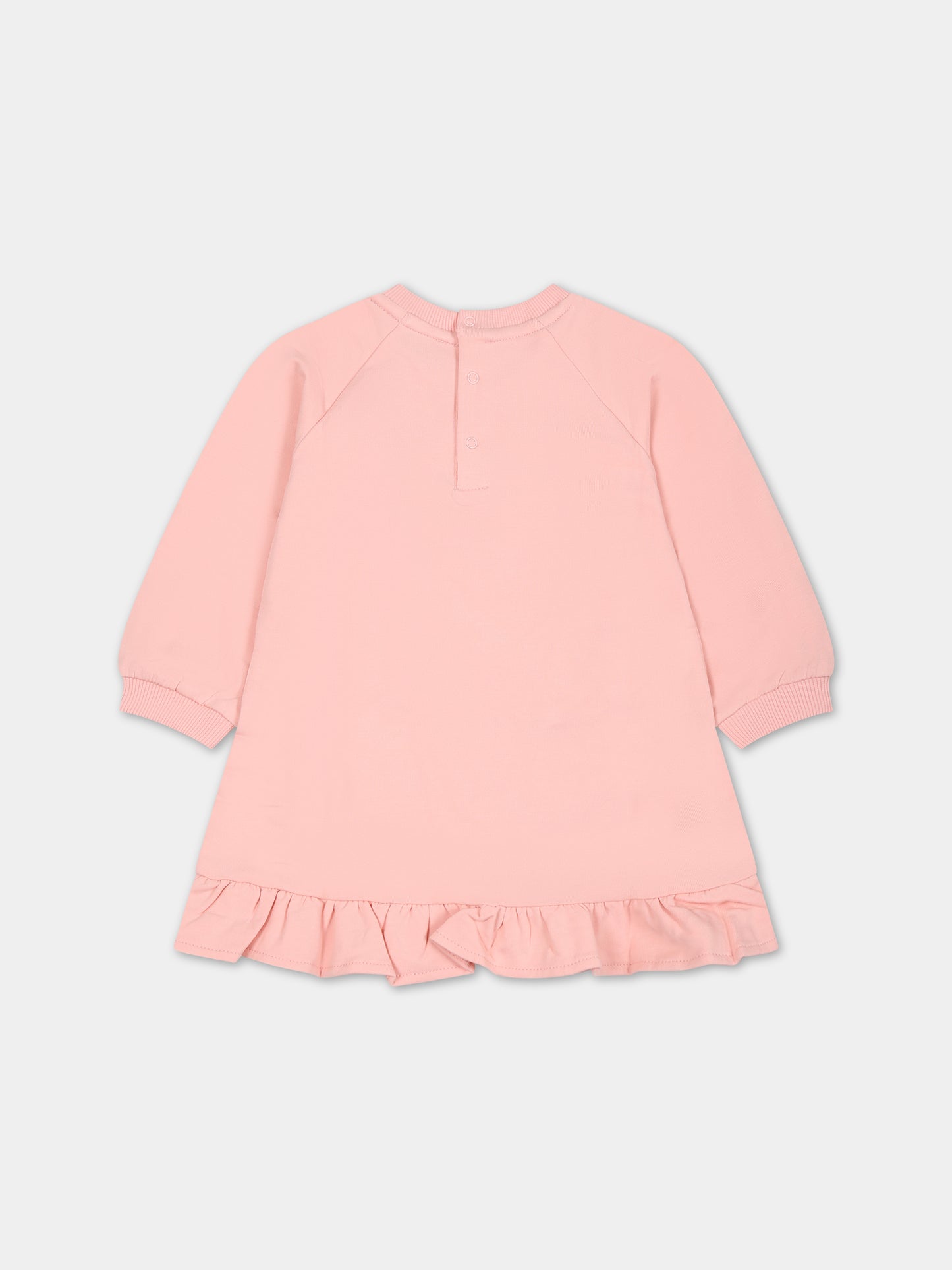 Vestito rosa per neonata con Teddy Bear e logo,Moschino Kids,MDV0AP LDA14 50209