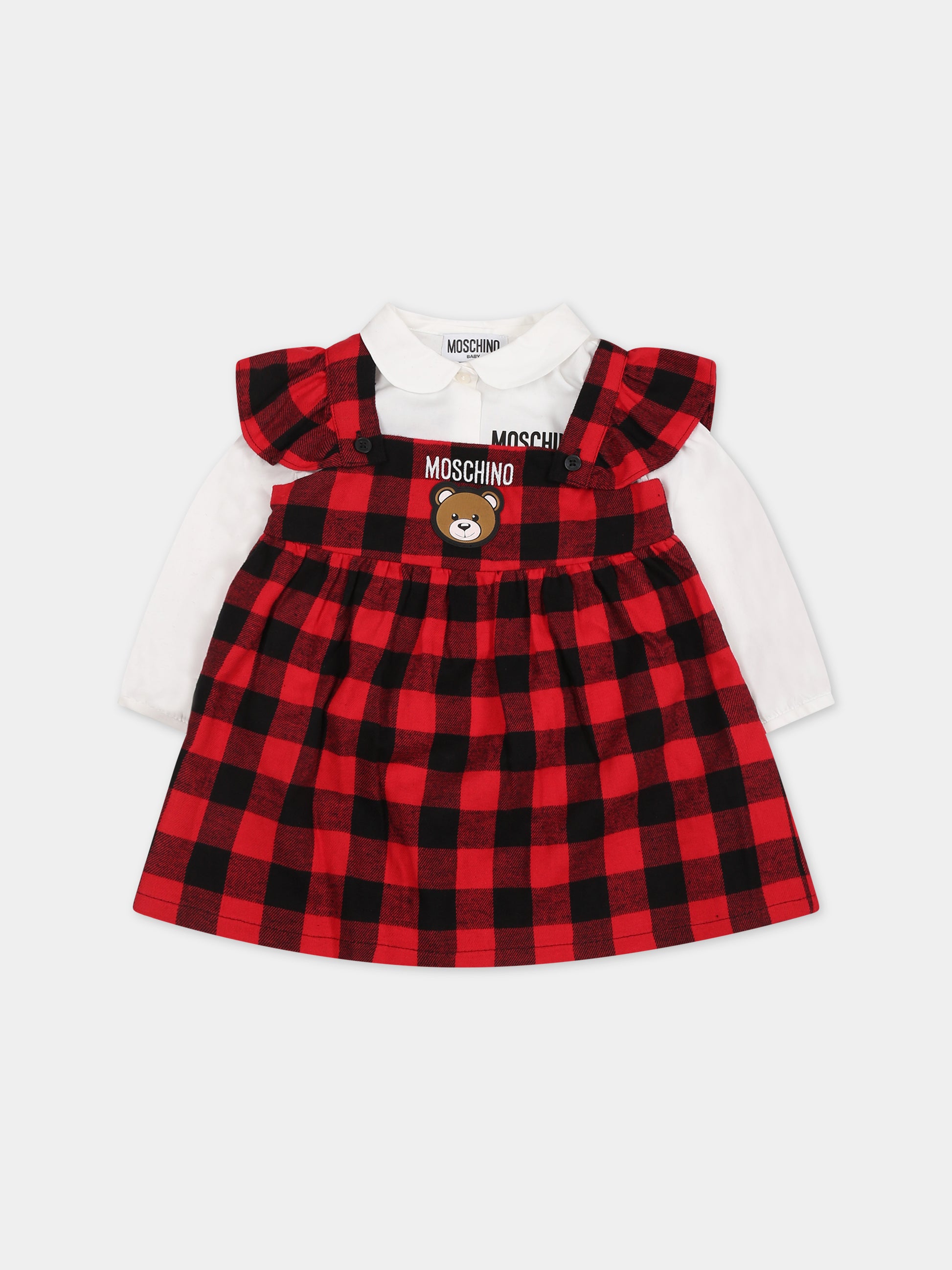 Completo rosso per neonata con Teddy Bear,Moschino Kids,MDK02L N0Z76 80462