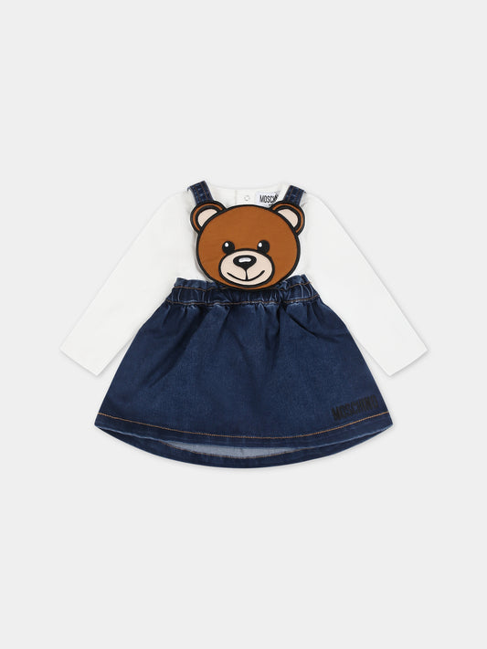 Completo blu per neonata con Teddy Bear e logo,Moschino Kids,MAK02D LXE49 10063