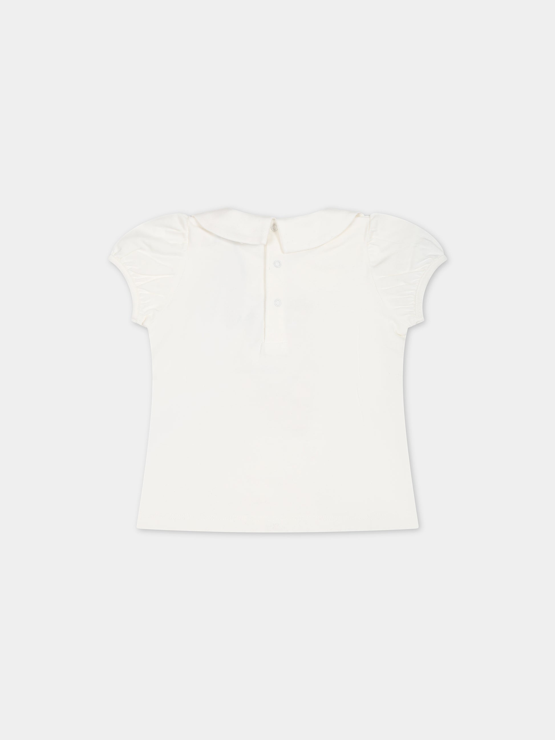 T-shirt bianca per neonata con Teddy Bear e logo,Moschino Kids,MCM02S LBA11 10063