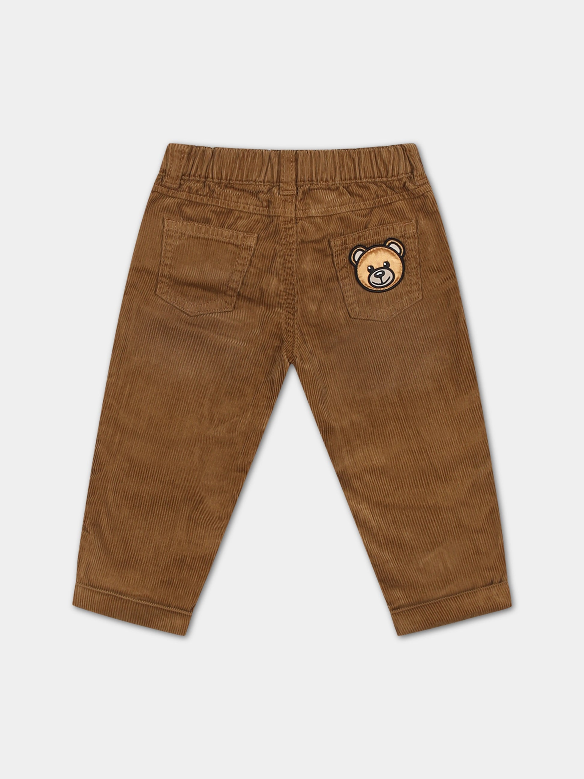 Pantaloni marroni per neonato con Teddy Bear,Moschino Kids,MMP041 N0Z79 20279
