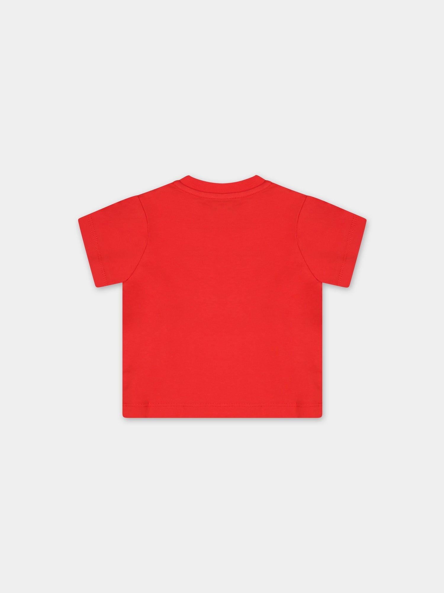 T-shirt rossa per neonati con Teddy Bears e logo,Moschino Kids,MUM03N LAA10 50109