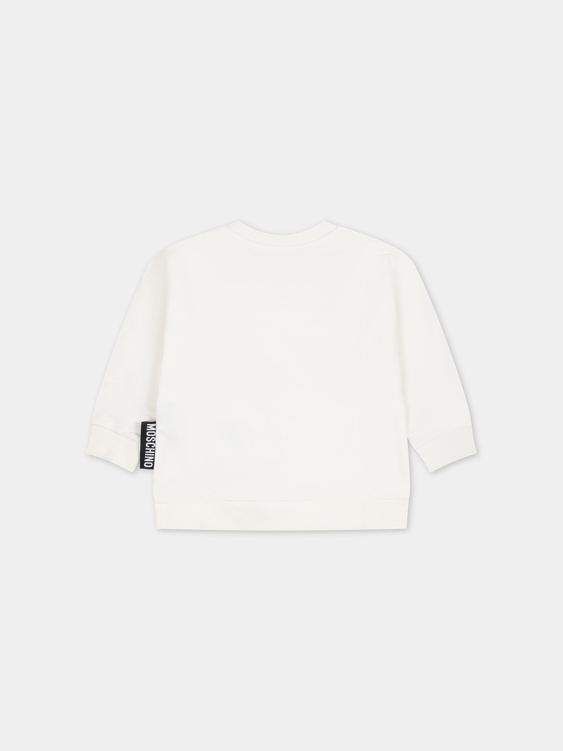 Felpa bianca per neonati con Teddy Bear,Moschino Kids,MTF03Q LCA60 10063