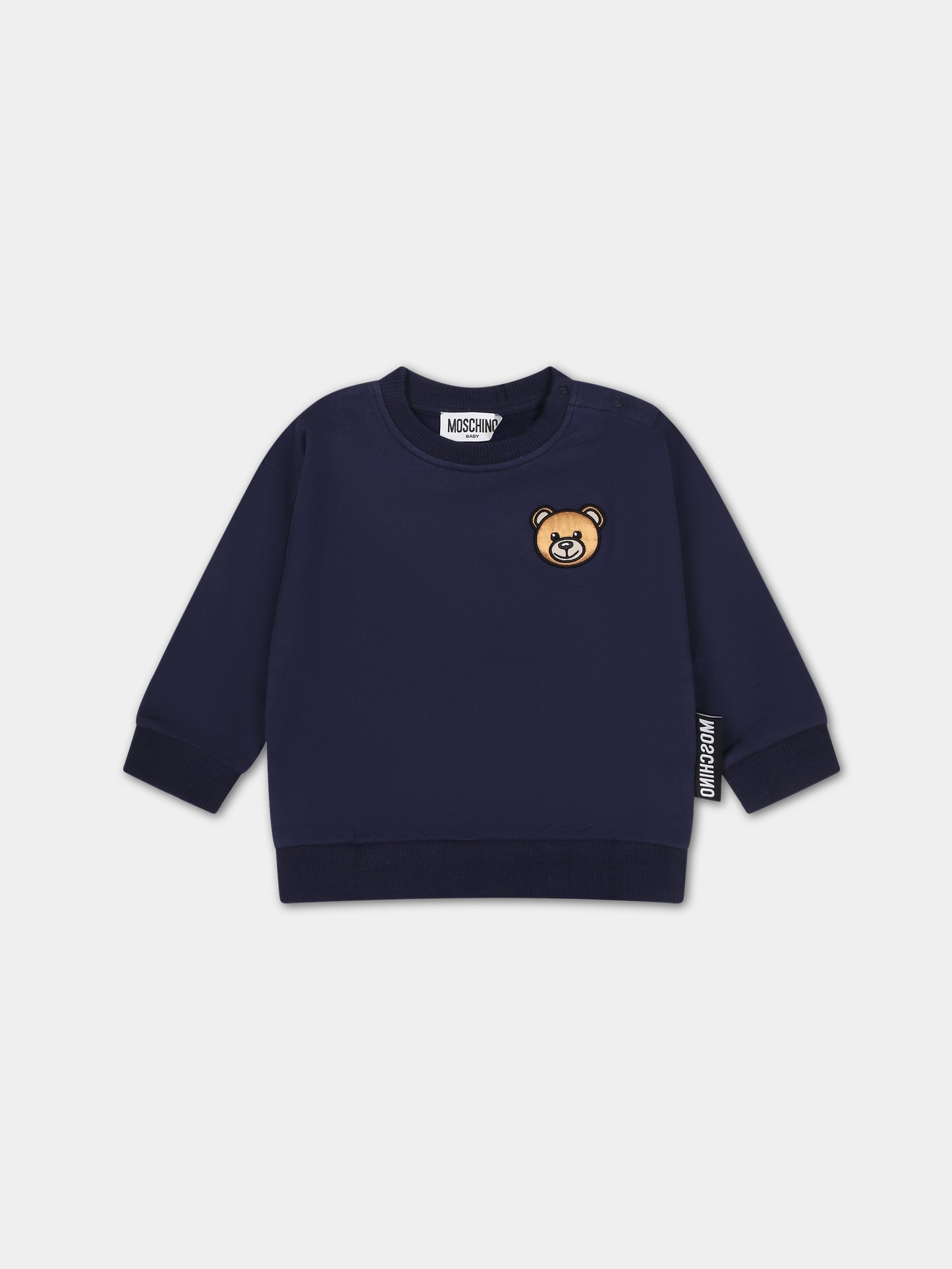 Felpa blu per neonati con Teddy Bear,Moschino Kids,MTF03Q LCA60 40016