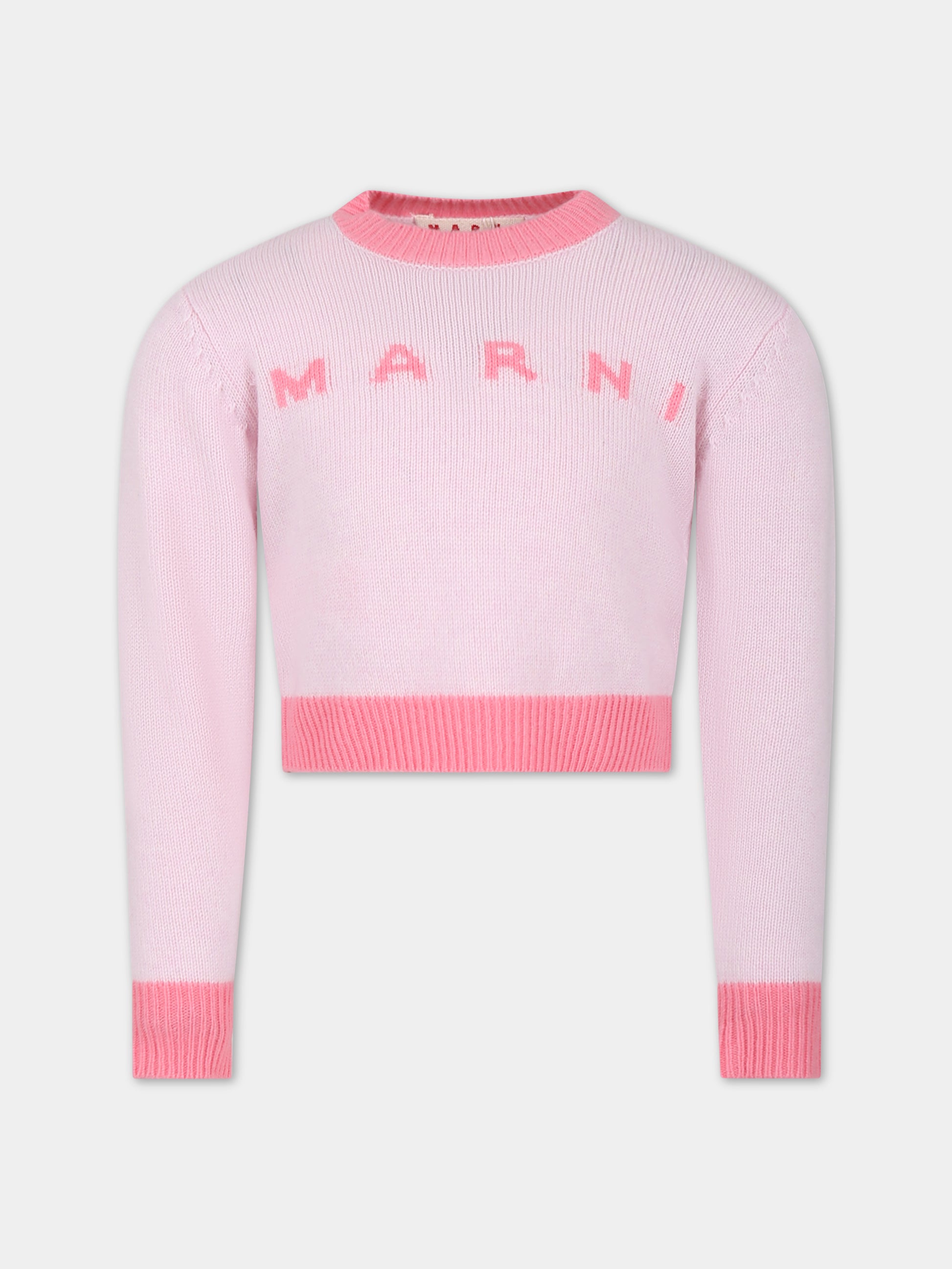 Maglione rosa per bambina con logo,Marni Kids,M00993 0M339