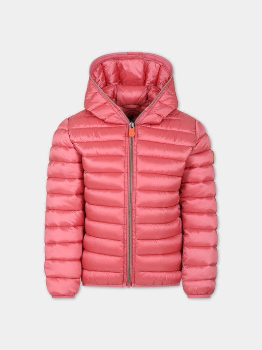 Piumino rosa per bambina con logo,Save The Duck Kids,J32310G IRIS17 80036