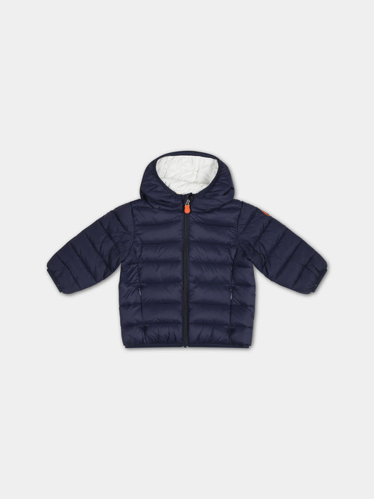 Piumino blu per neonato con logo,Save The Duck Kids,I30003X GIGA17 90000