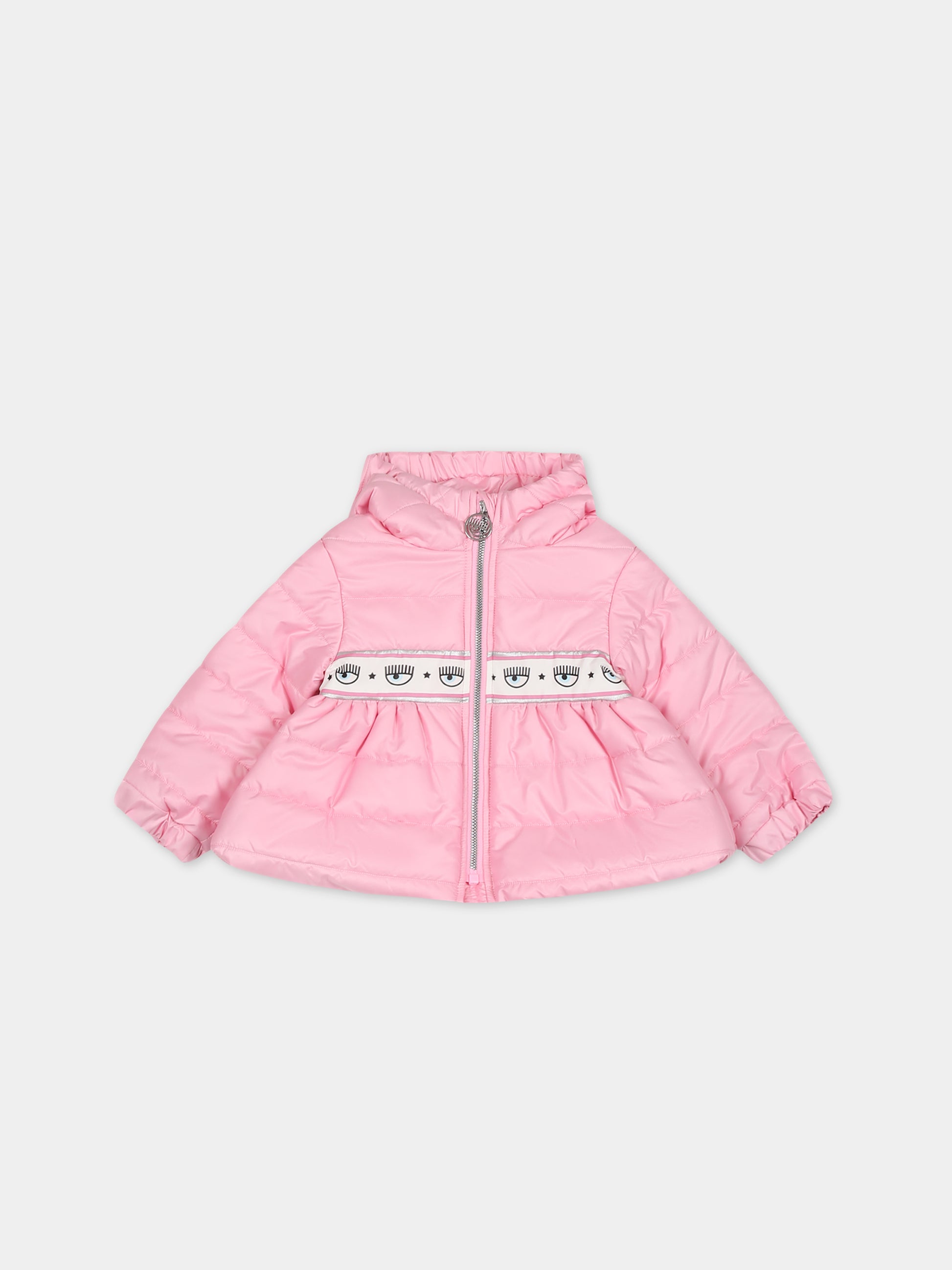 Piumino rosa per neonata con eyestar,Chiara Ferragni Collection,53B100 2410 067F