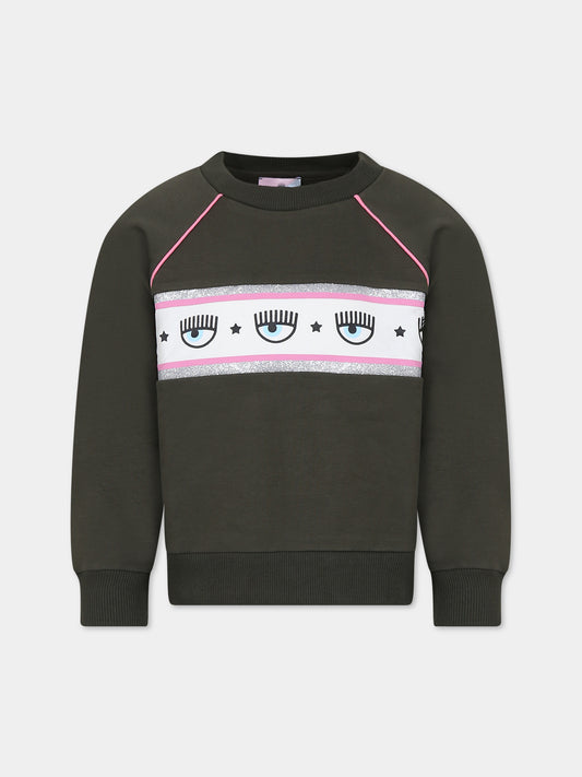 Gonna verde per bambina con eyes flirting,Chiara Ferragni Collection,59B605 2010 007F