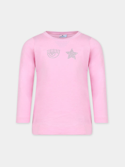 T-shirt rosa per bambina con eyestar,Chiara Ferragni Collection,51B620 2206 067F
