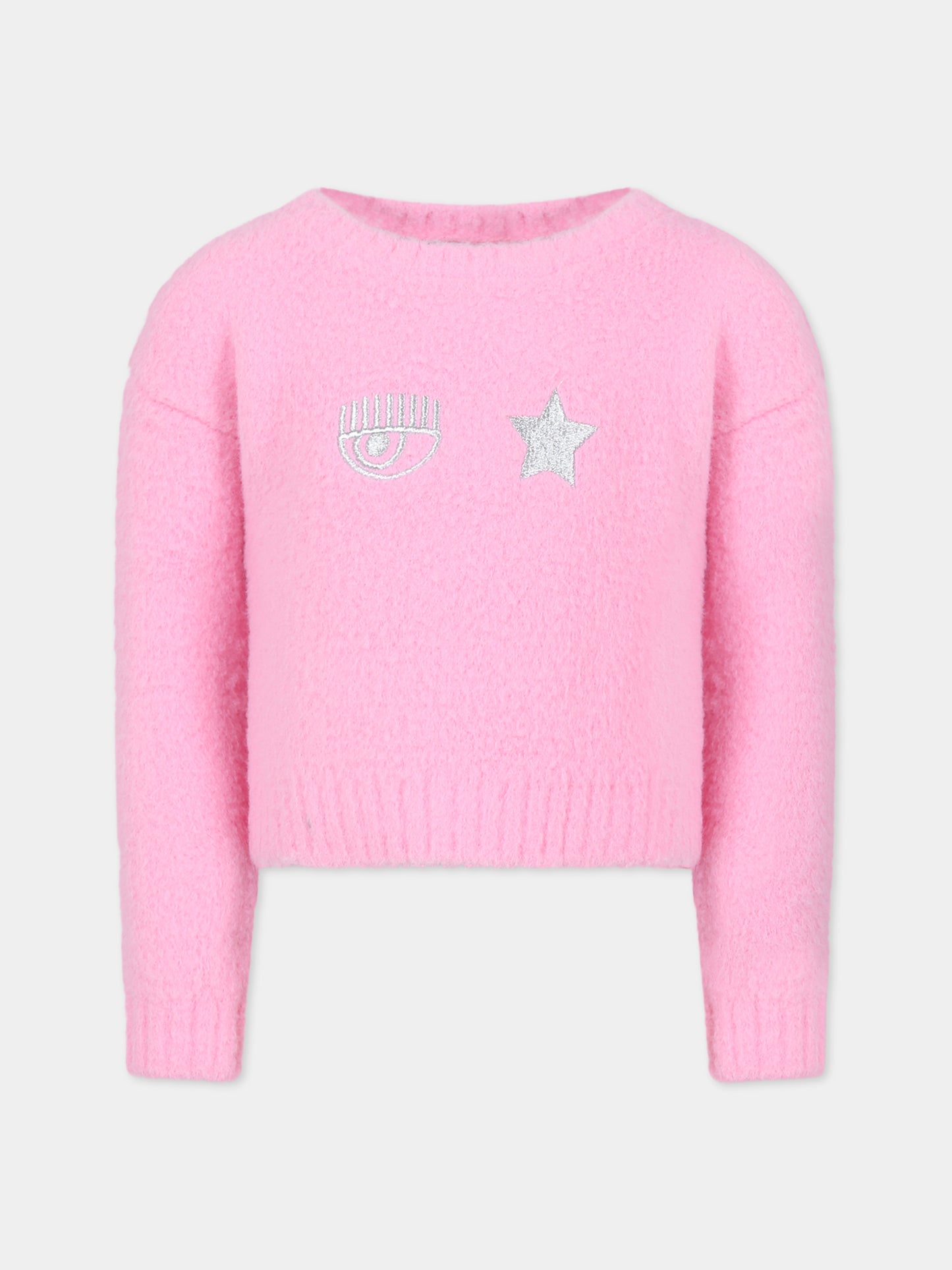 Maglione rosa per bambina con eyestar,Chiara Ferragni Collection,59B614 2051 067F