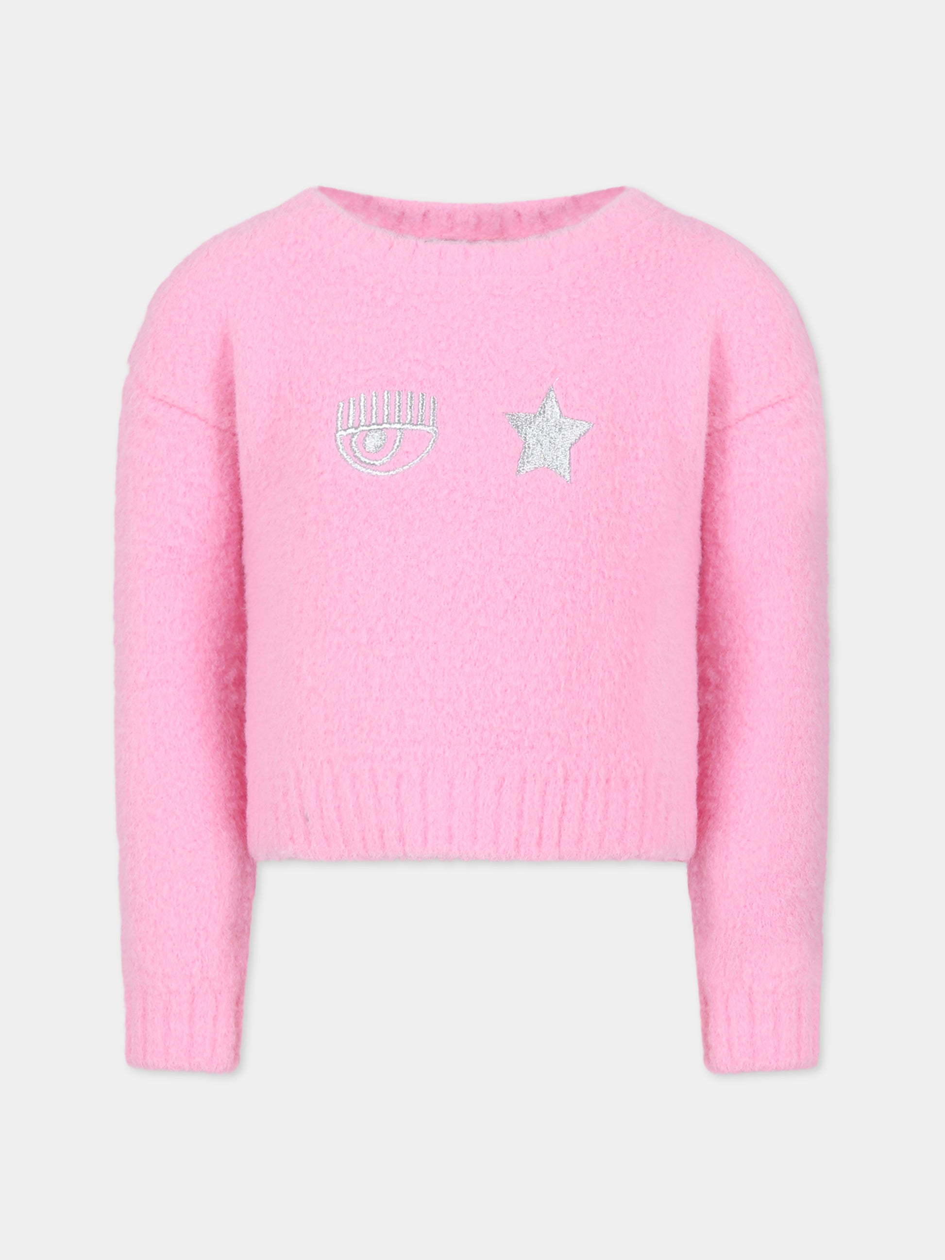 Maglione rosa per bambina con eyestar,Chiara Ferragni Collection,59B614 2051 067F