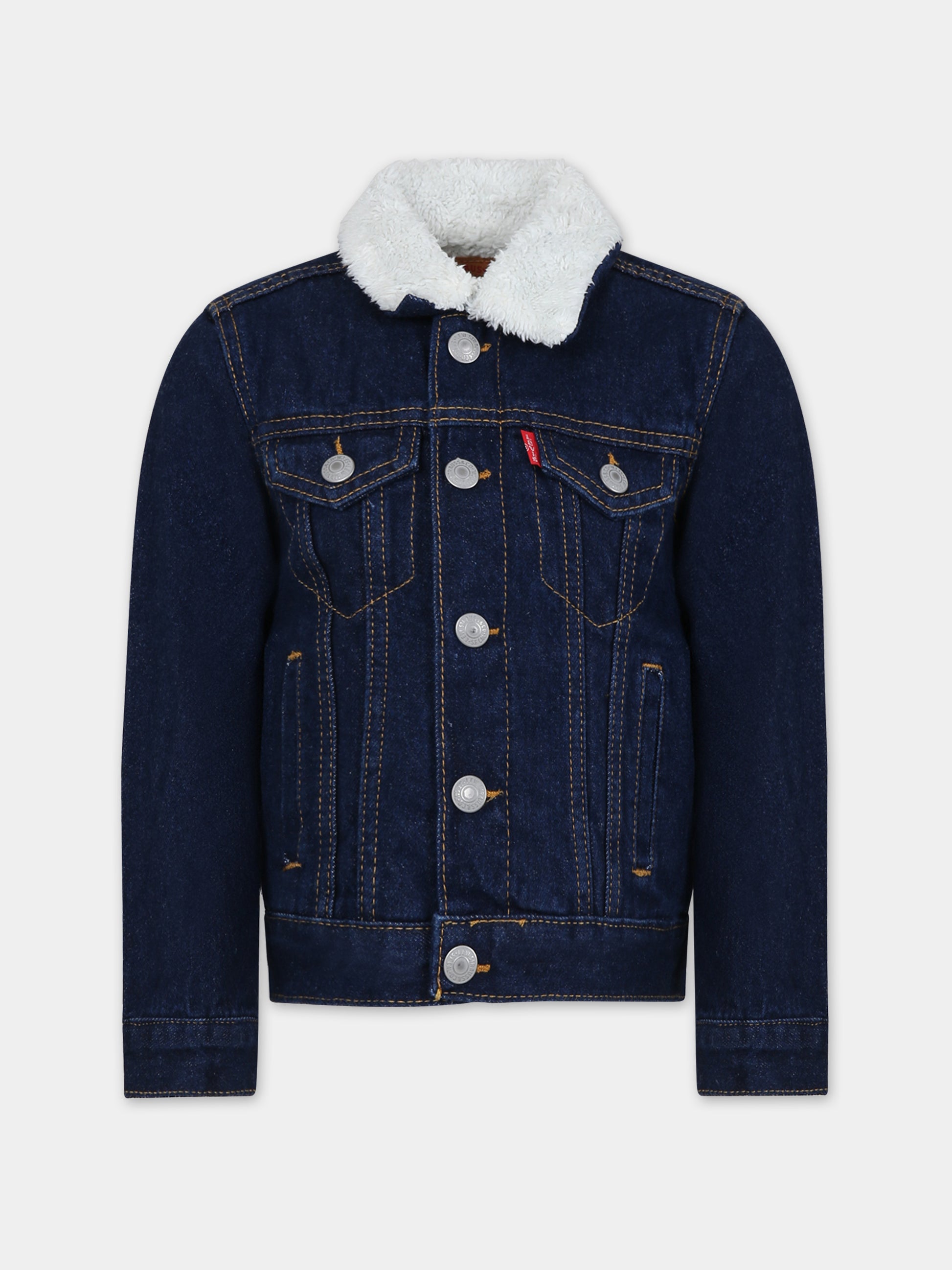 Giubbotto blu per bambini con logo,Levi's Kids,23WMLK8EB220 D3C
