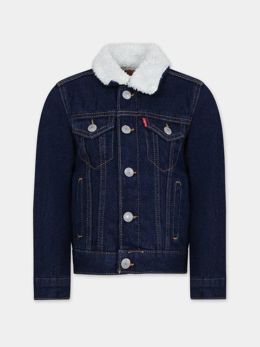 Giubbotto blu per bambini con logo,Levi's Kids,23WMLK8EB220 D3C