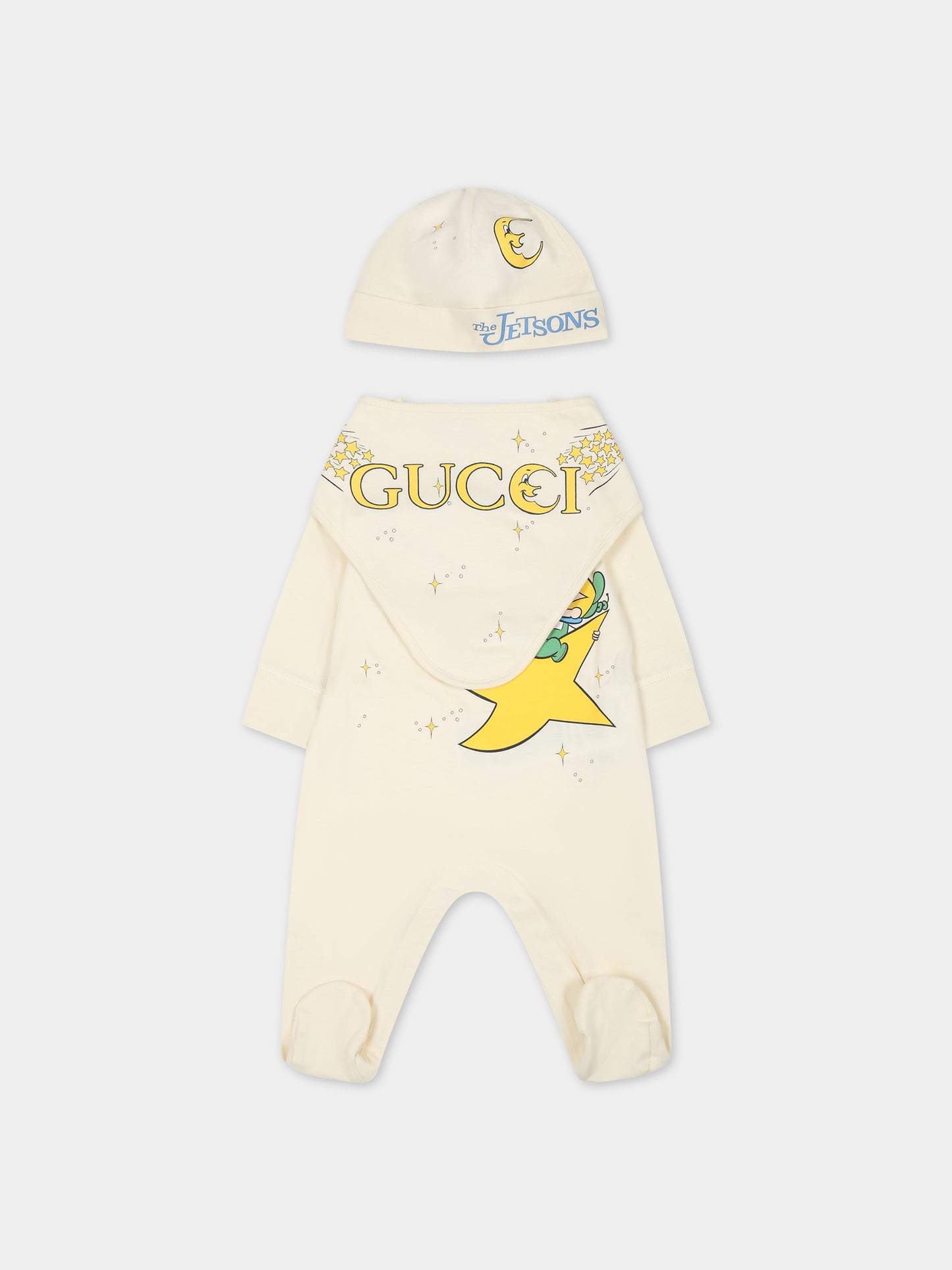 Set avorio per neonati con logo e stampa,Gucci Kids,747971 XJFM3 9286