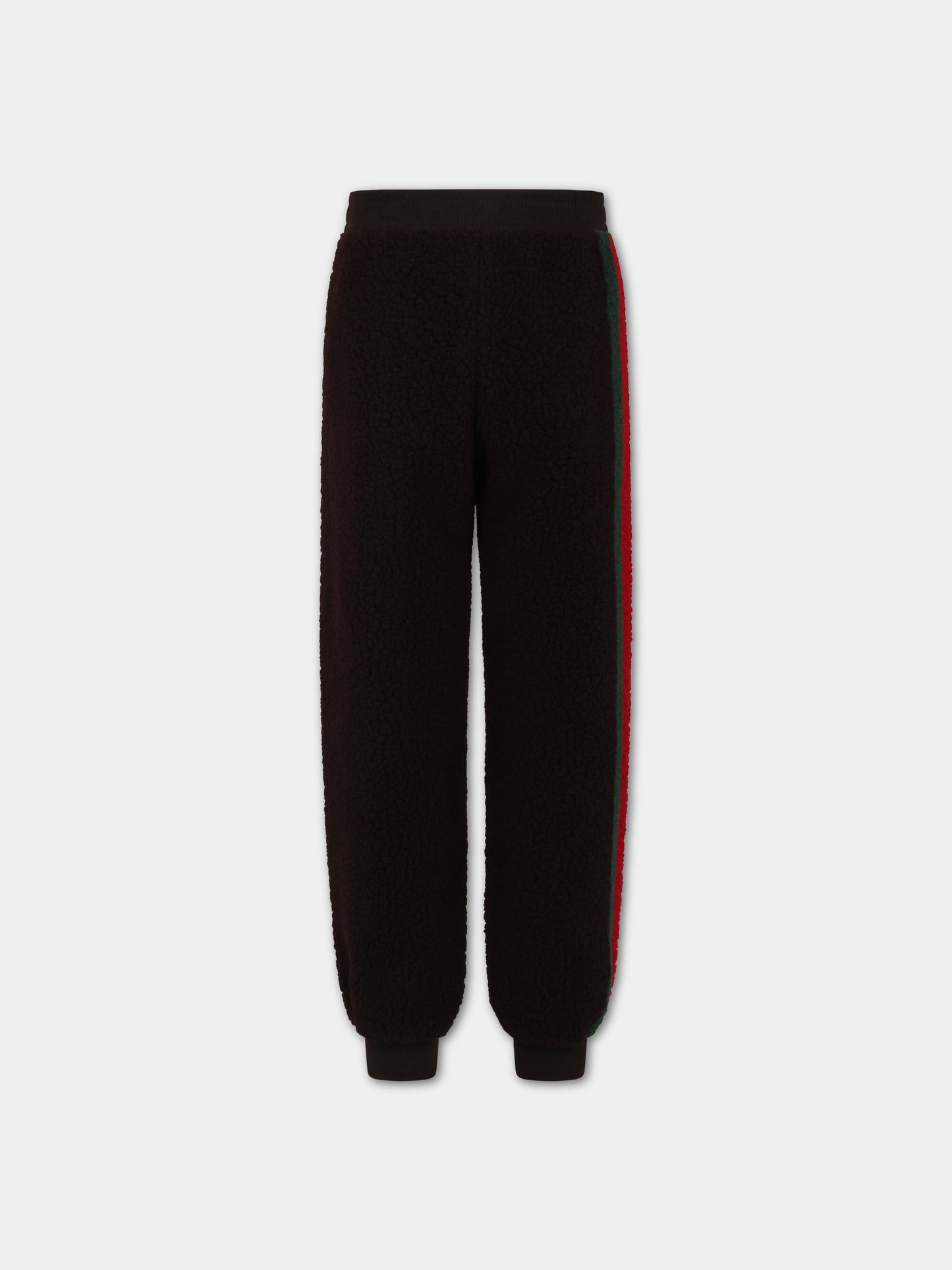 Pantaloni marroni per bambini con dettaglio Web,Gucci Kids,737428 XJFKN 2387