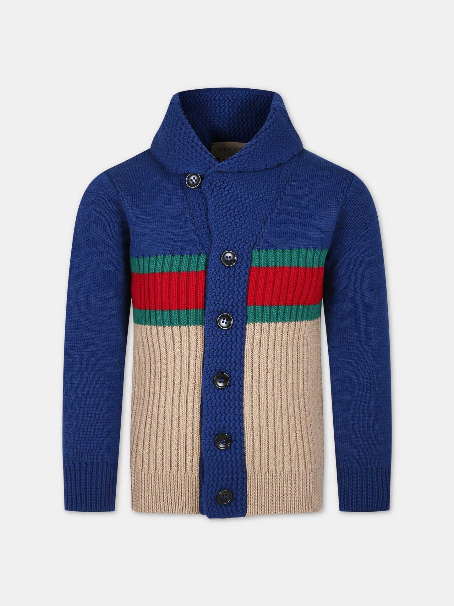 Cardigan multicolor con Web per bambino,Gucci Kids,738311 XKDAG 2400