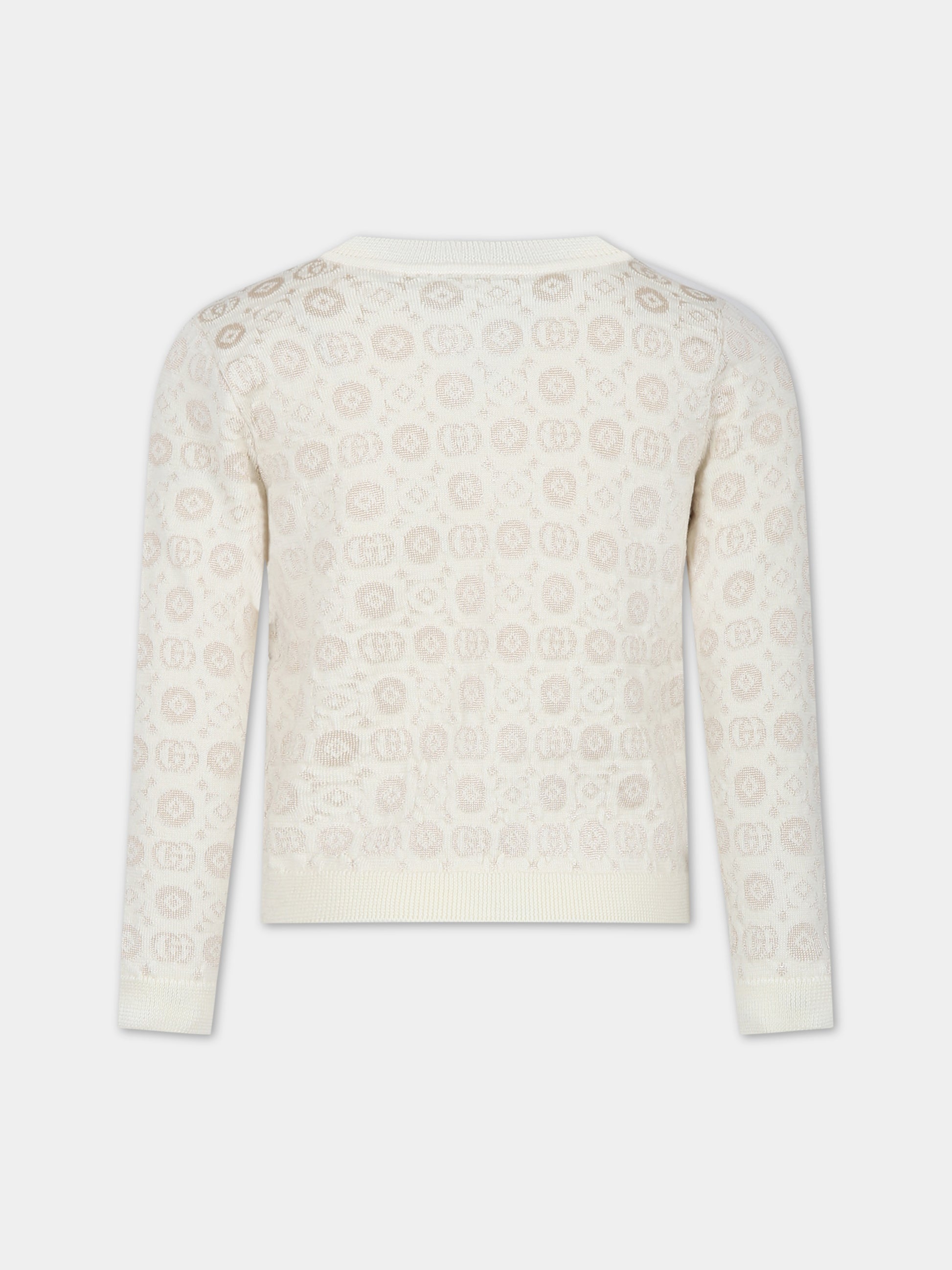 Cardigan avorio per bambina con doppia G,Gucci Kids,749979 XKDEW 9575