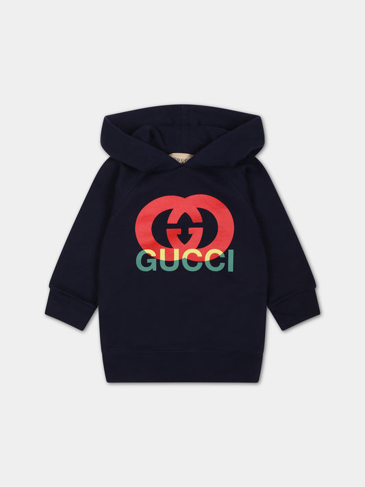 Felpa blu con GG per neonati,Gucci Kids,747750 XJFVT 4392