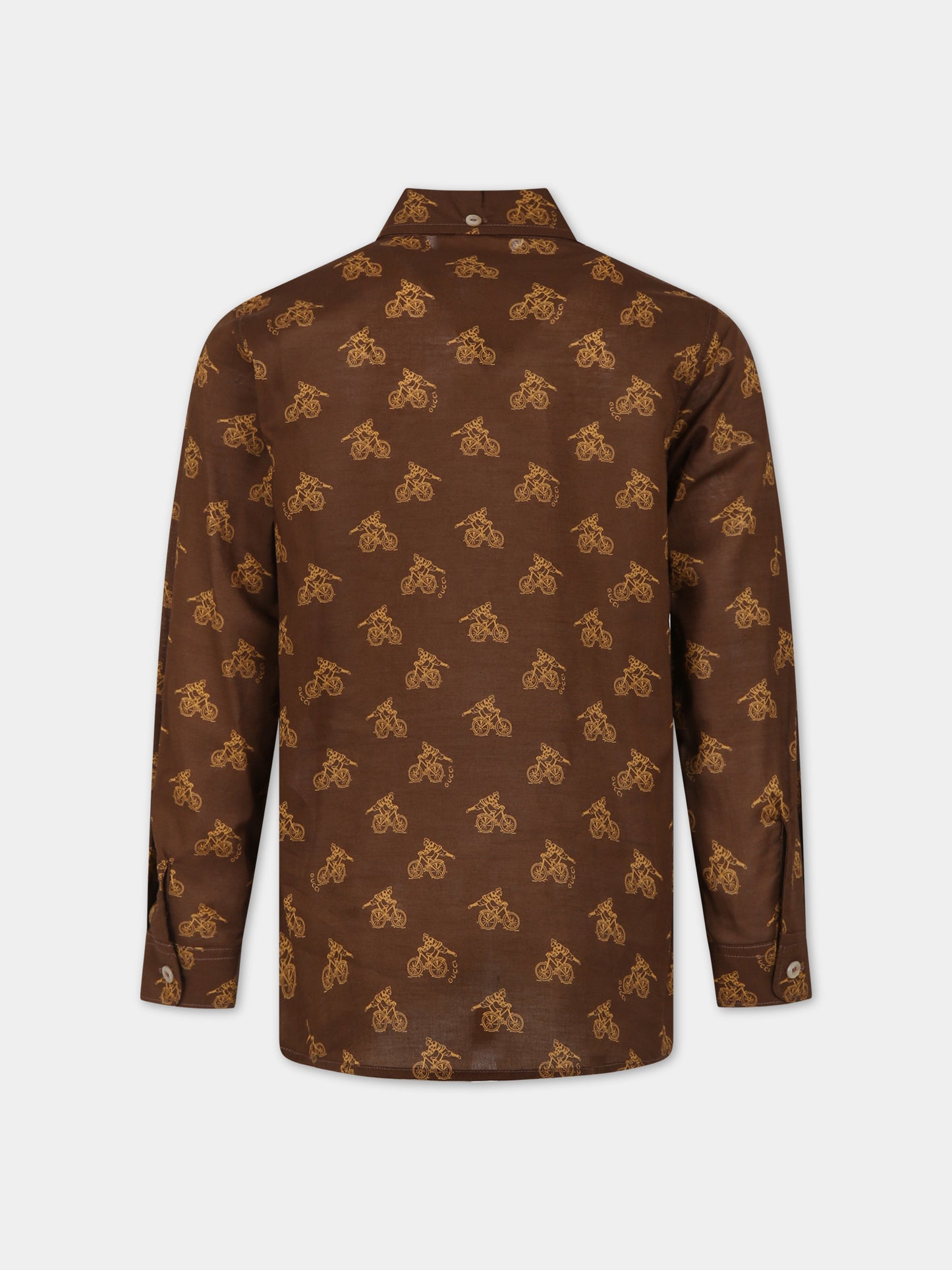 Camicia marrone per bambino  con logo all-over,Gucci Kids,747312 XWAYP 2229