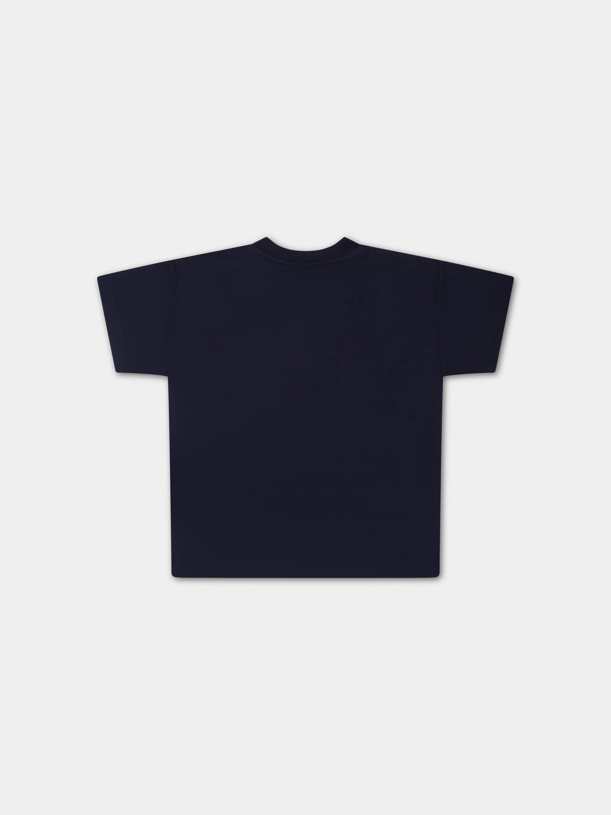 T-shirt blu per neonati con incrocio GG,Gucci Kids,576871 XJFMX 4585