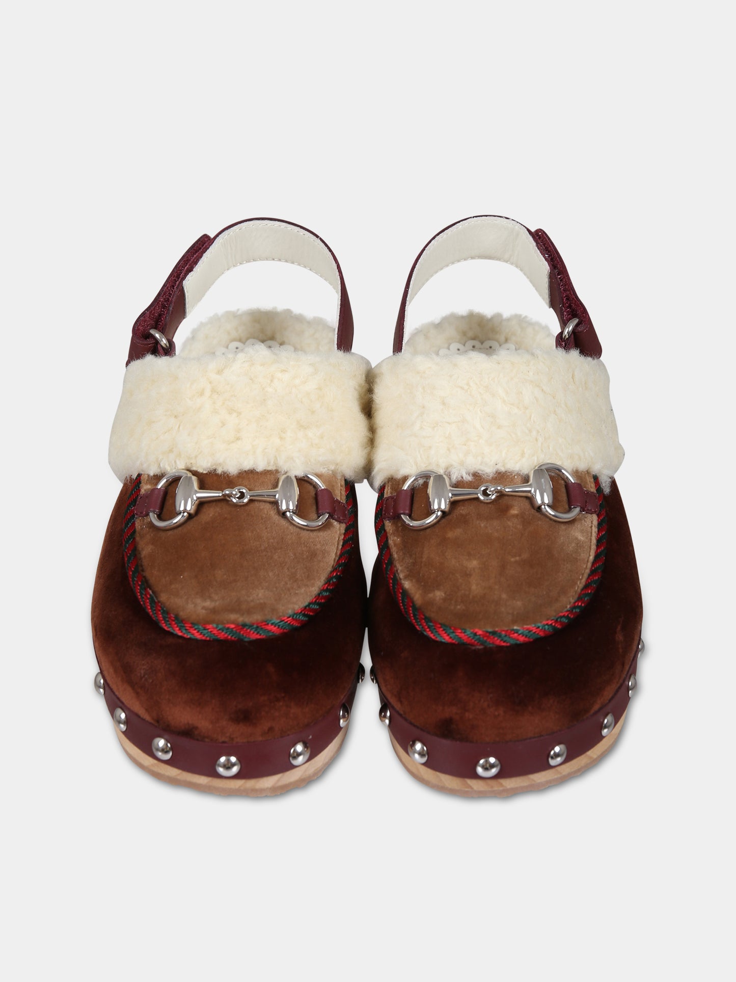 Zoccoli marroni con morsetto per bambina,Gucci Kids,749199 FAB41 2549