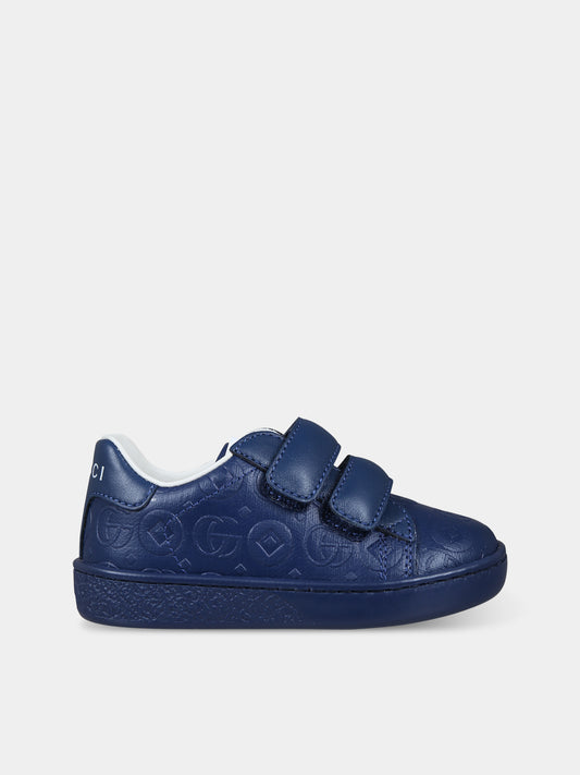 Sneaker Ace blu per bambini,Gucci Kids,756262 FACEZ 4236