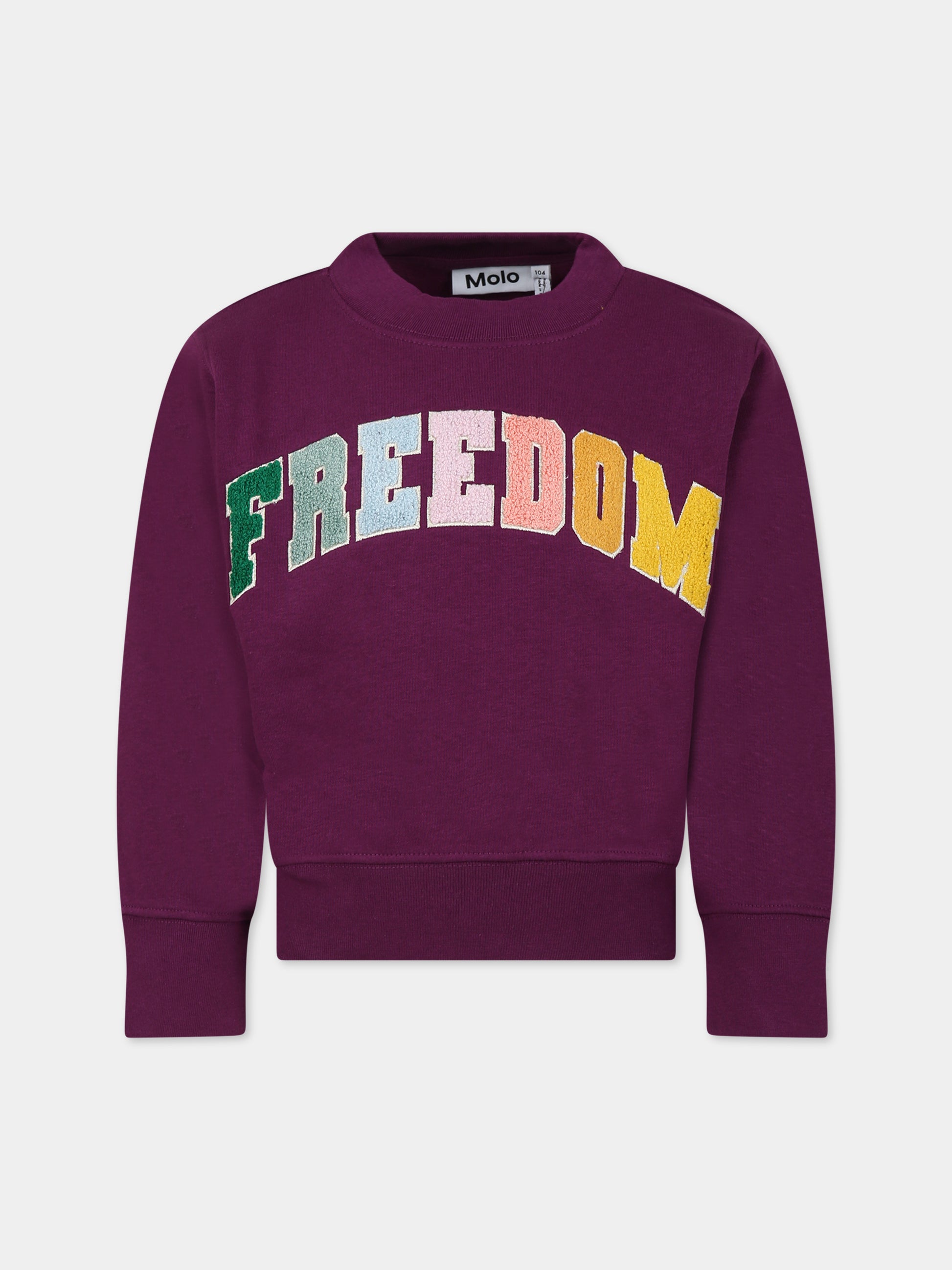 Felpa bordeaux per bambina con scritta,Molo,2W23J217 8763