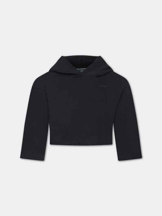 Felpa nera per bambina con logo,Molo,2W23J305 2254