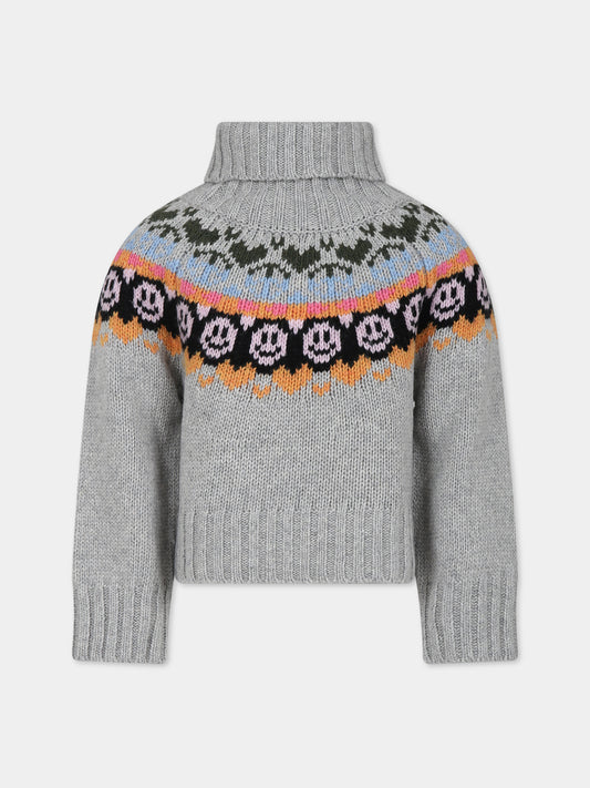 Maglione grigio per bambina con smile,Molo,2W23K201 2466