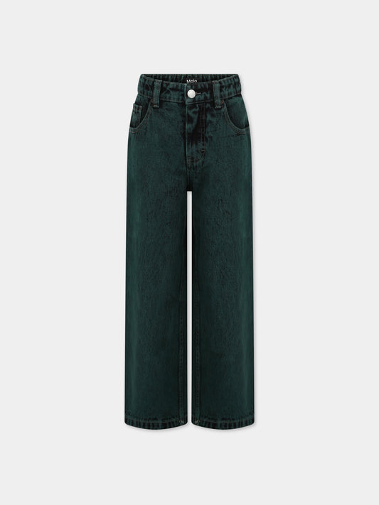 Jeans verdi per bambini con logo,Molo,6W23I102 8819