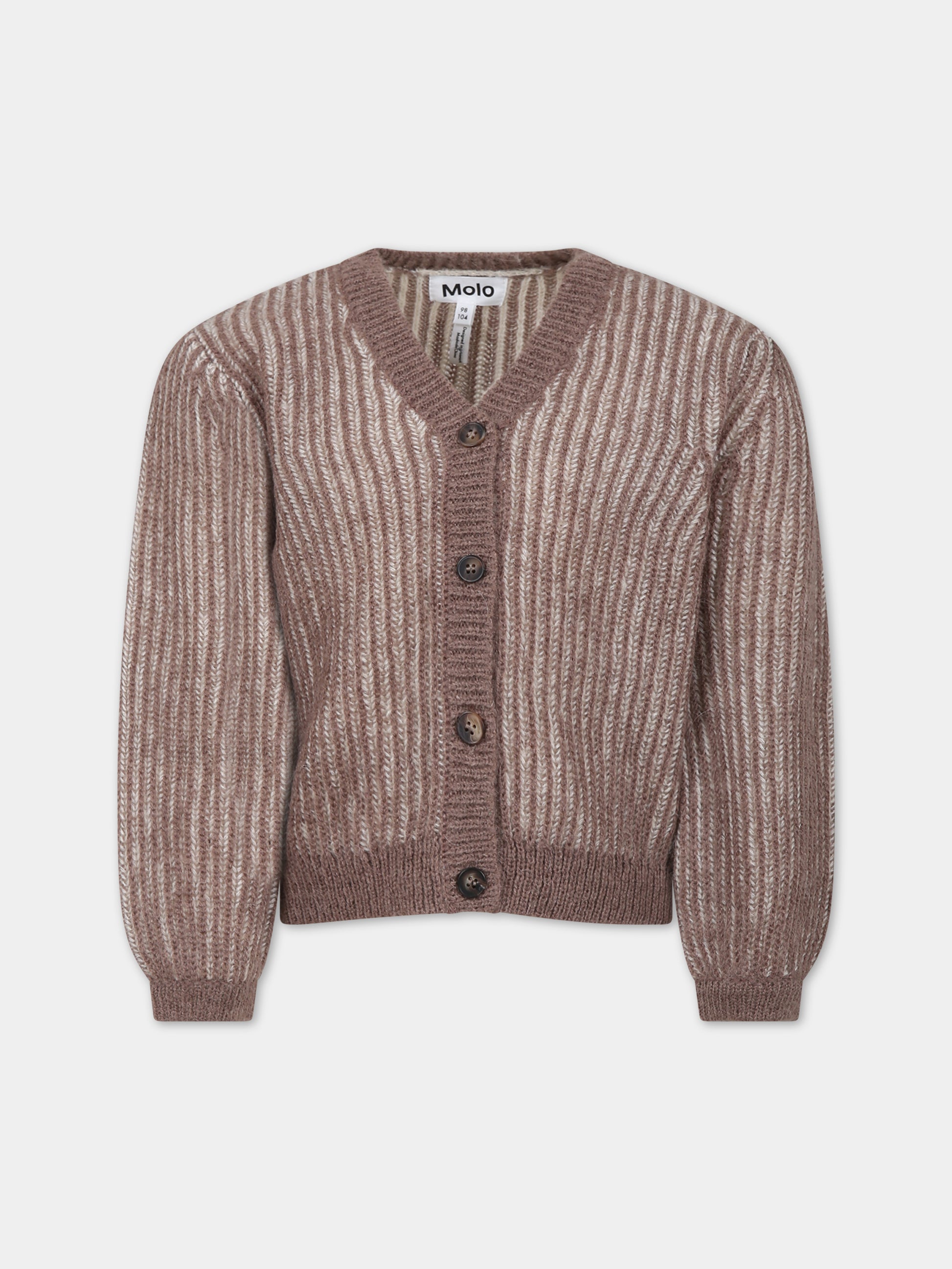 Cardigan marrone per bambina,Molo,2W23K303 8778