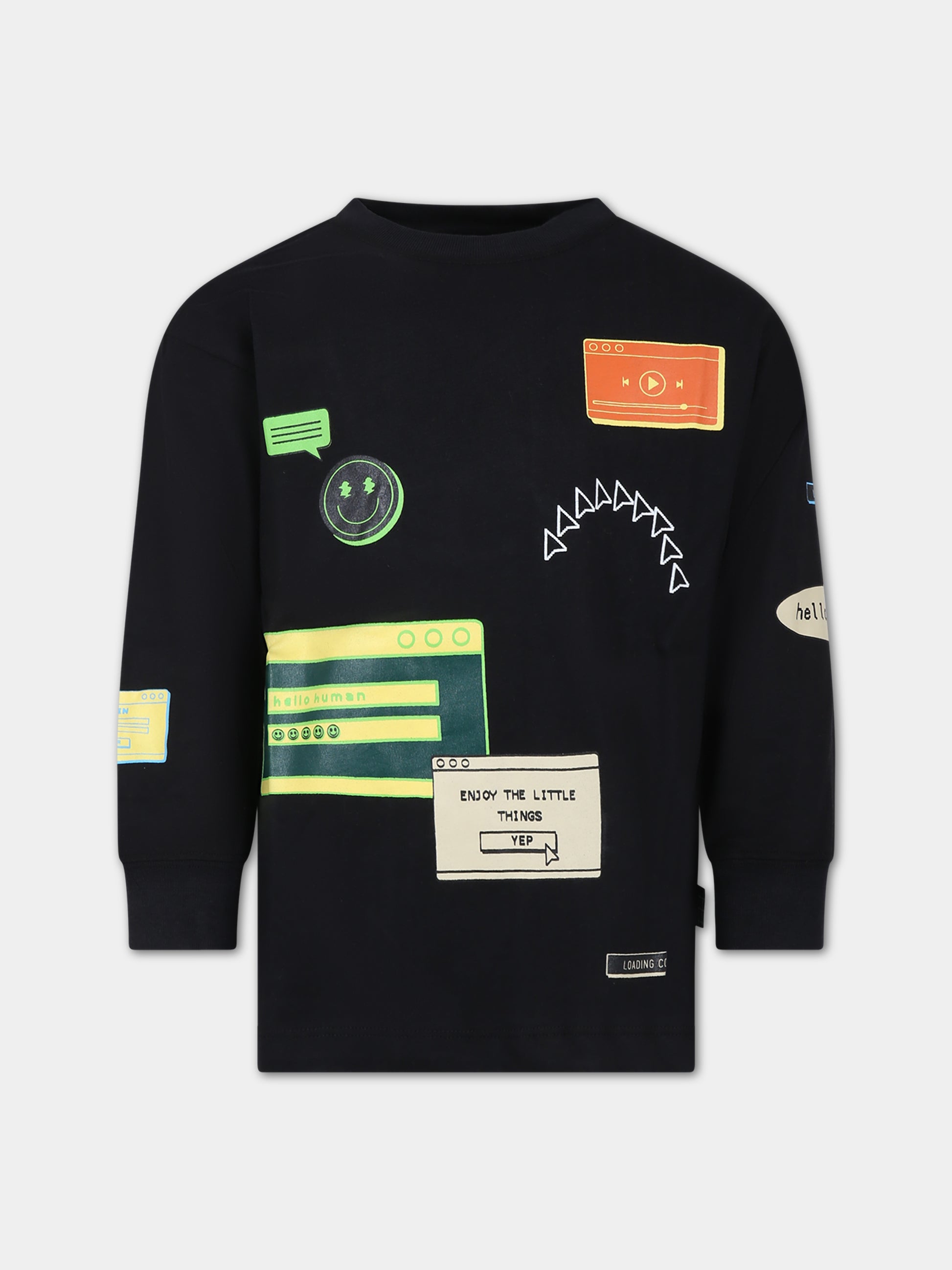 T-shirt nera per bambini con smile,Molo,6W23A402 3380