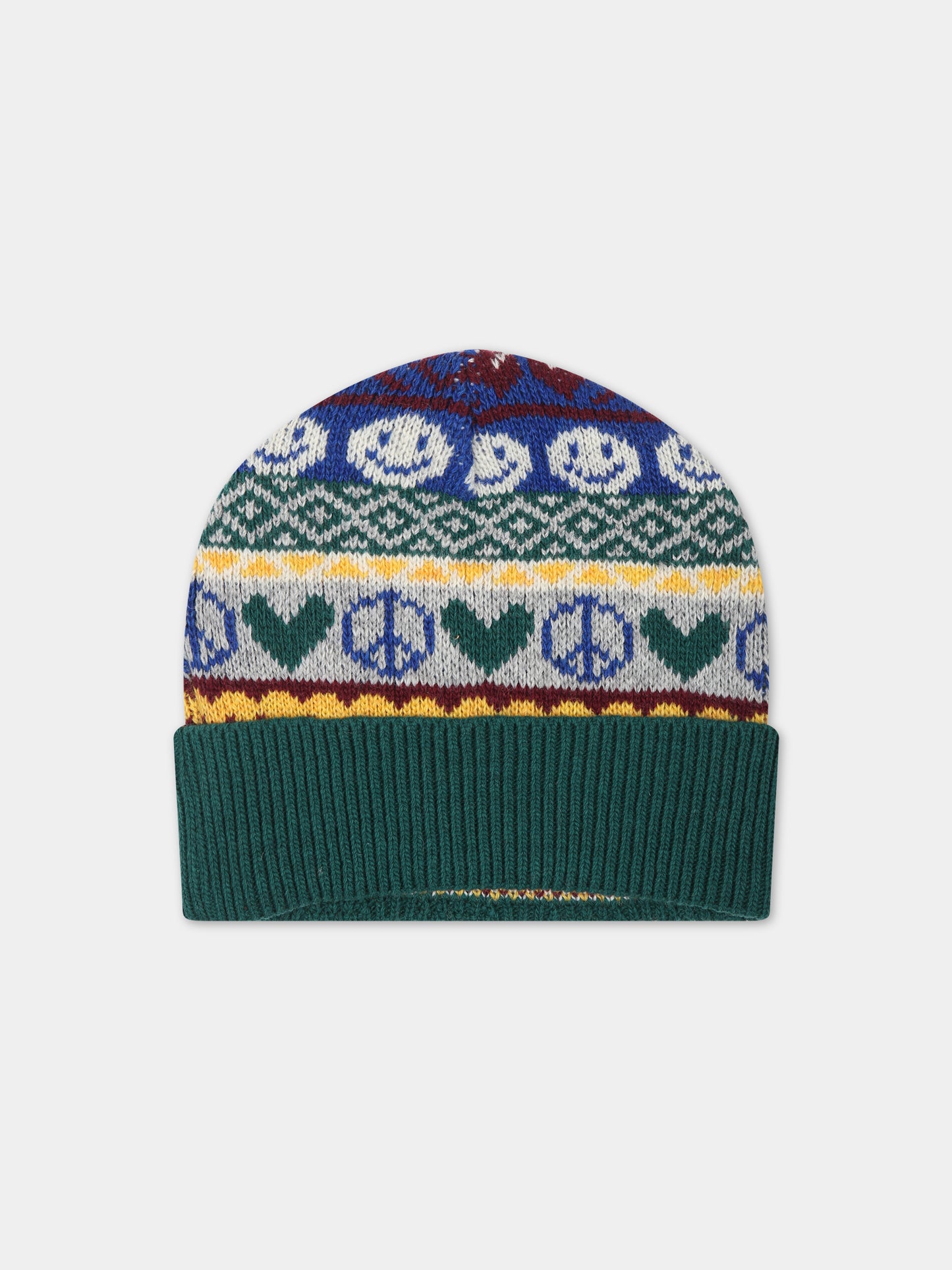 Berretto verde per bambini con motivo jacquard,Molo,7W23S308 3292