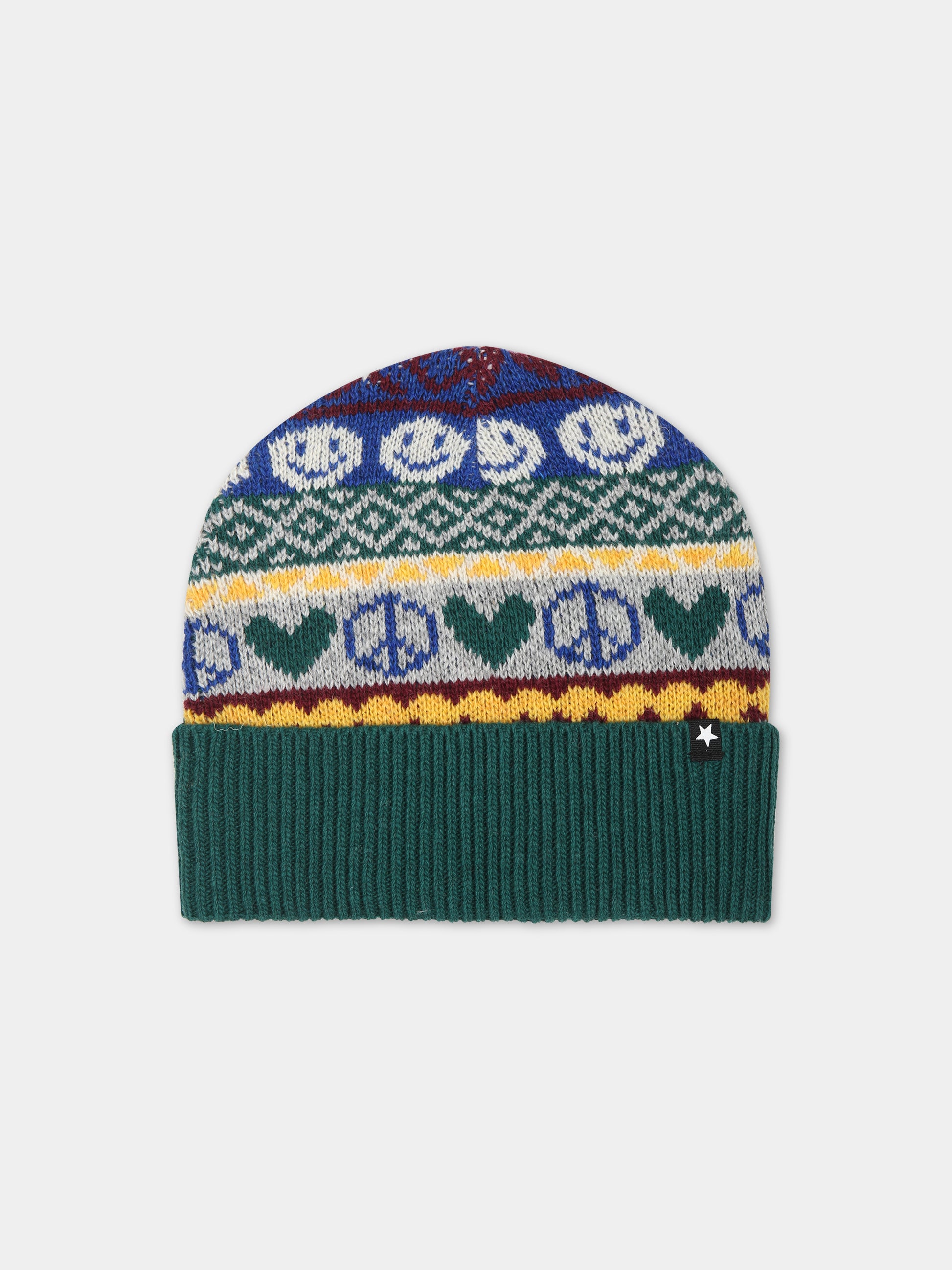 Berretto verde per bambini con motivo jacquard,Molo,7W23S308 3292